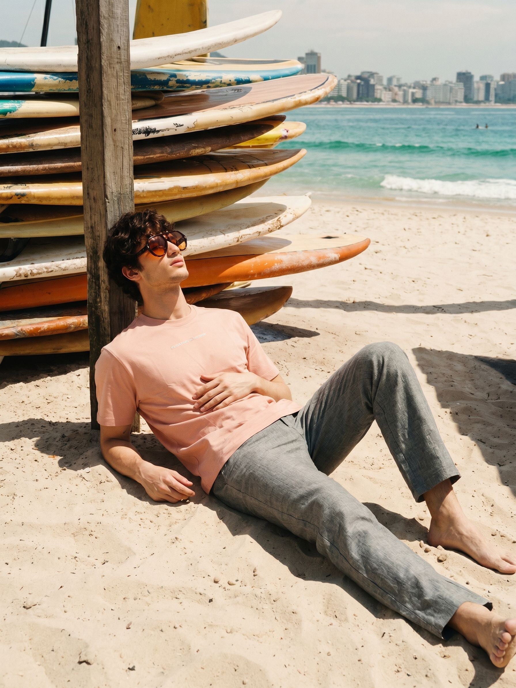 Men's Cotton Peach Relaxed Fit Puff Printed T Shirt