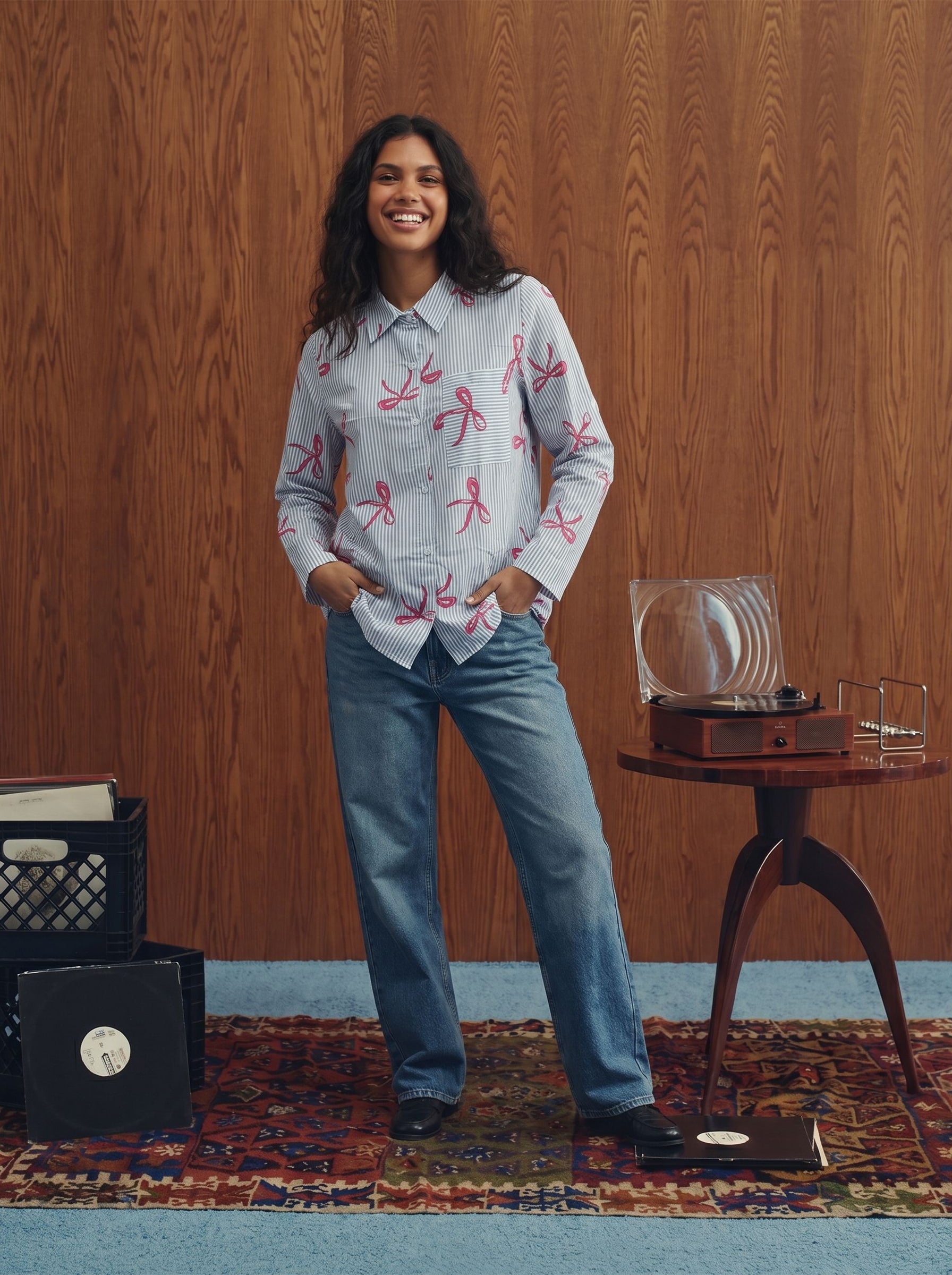 Women's Poly Rayon Sky Blue Relaxed Fit Shirt