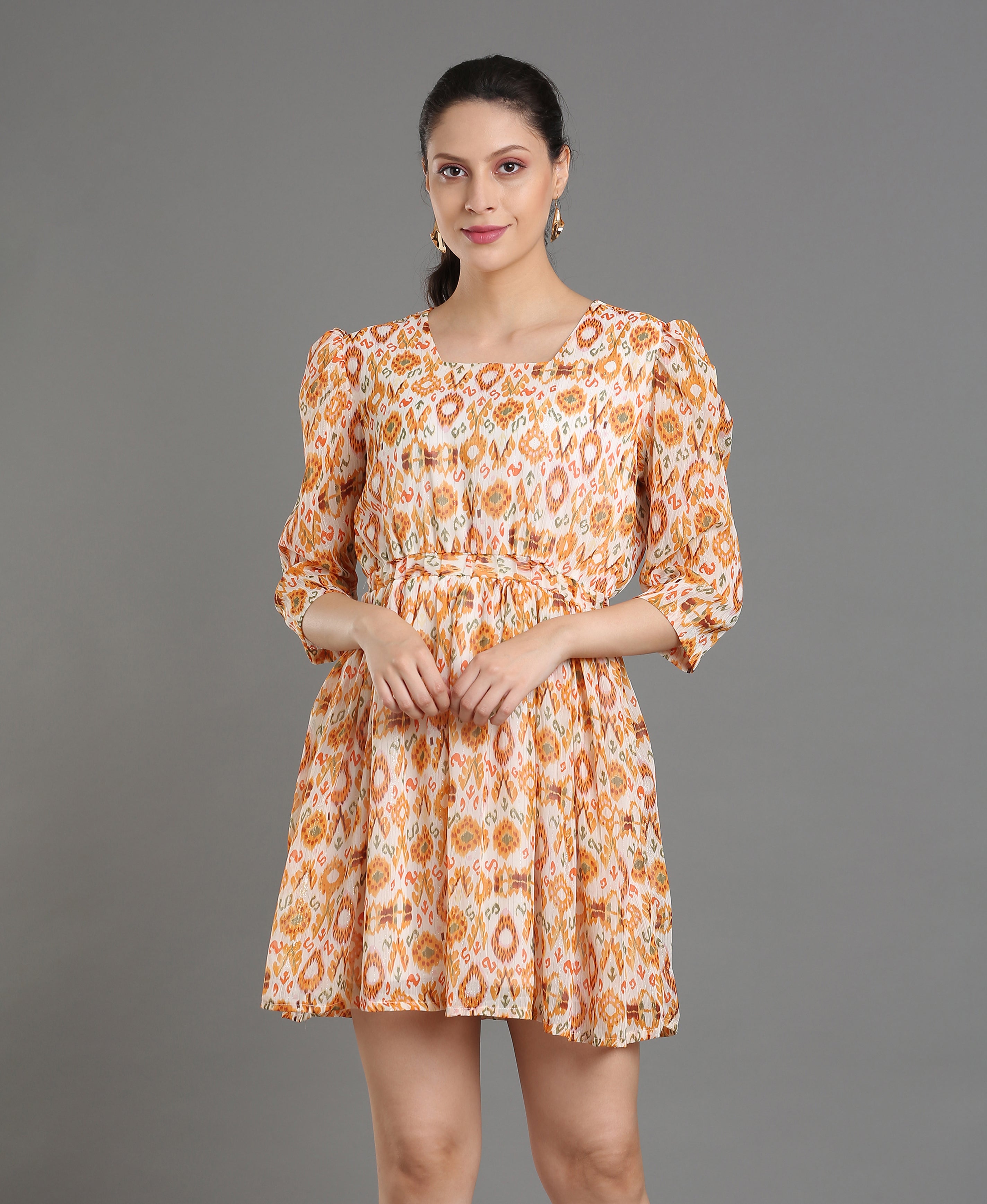 Golden Glow Chiffon Dress