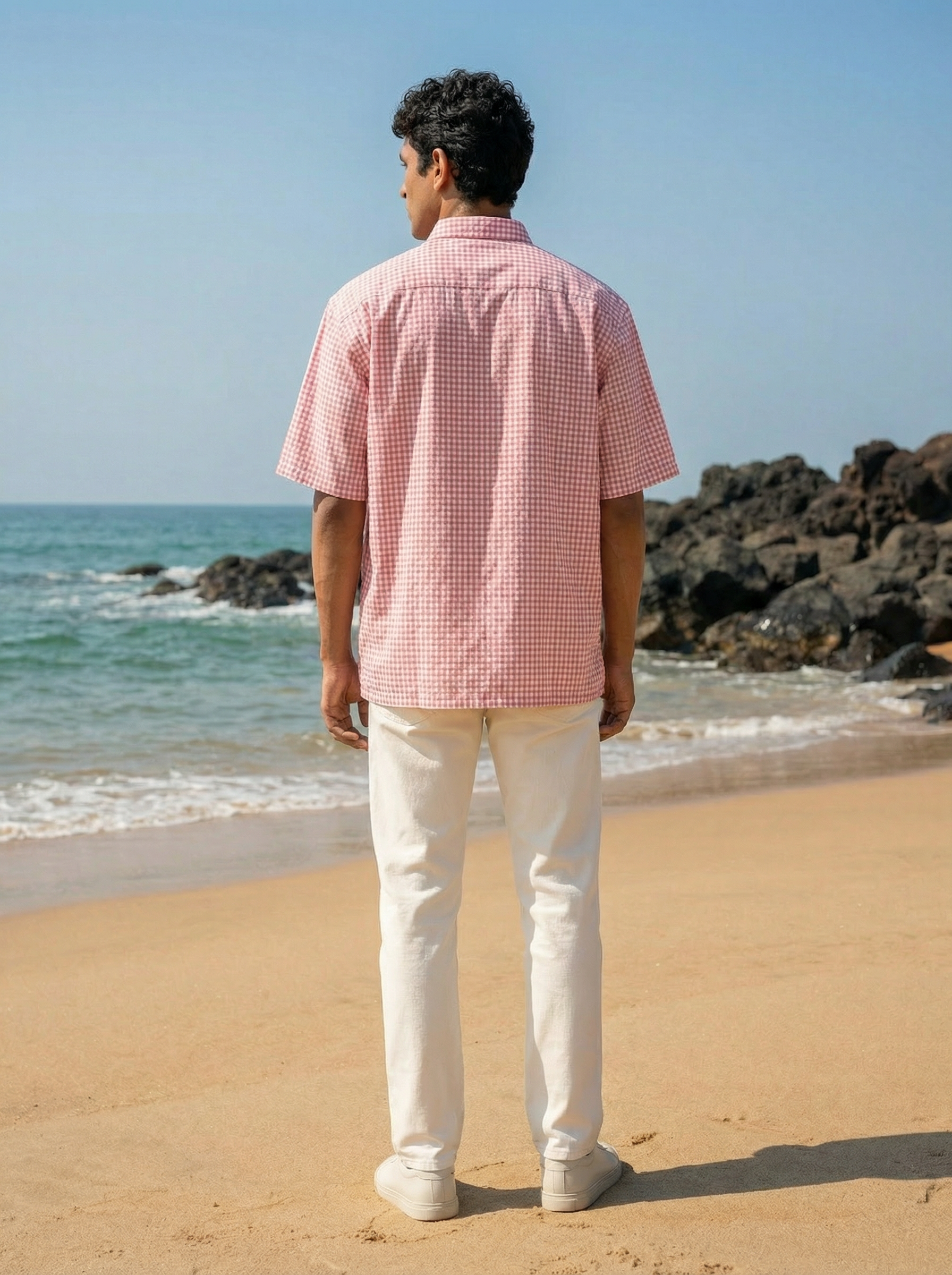 Pink Poly Cotton Oversized Shirt