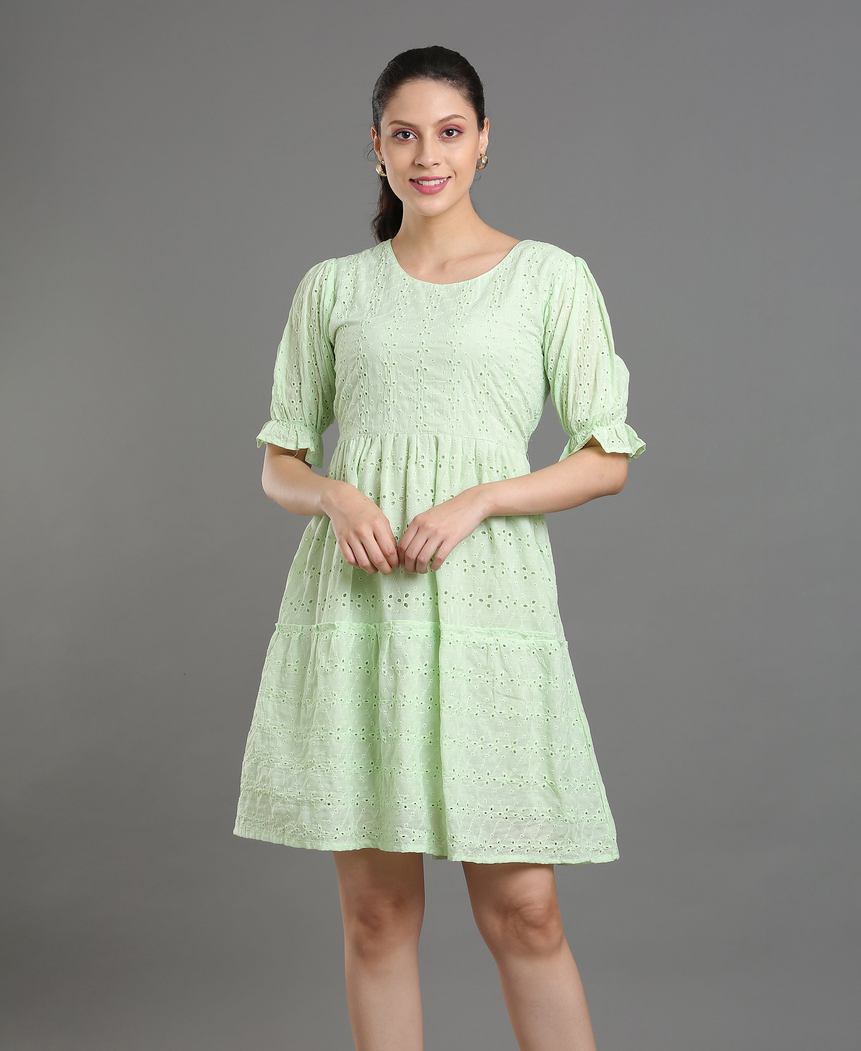 Pista Chiffli Embroidered Flare Dress