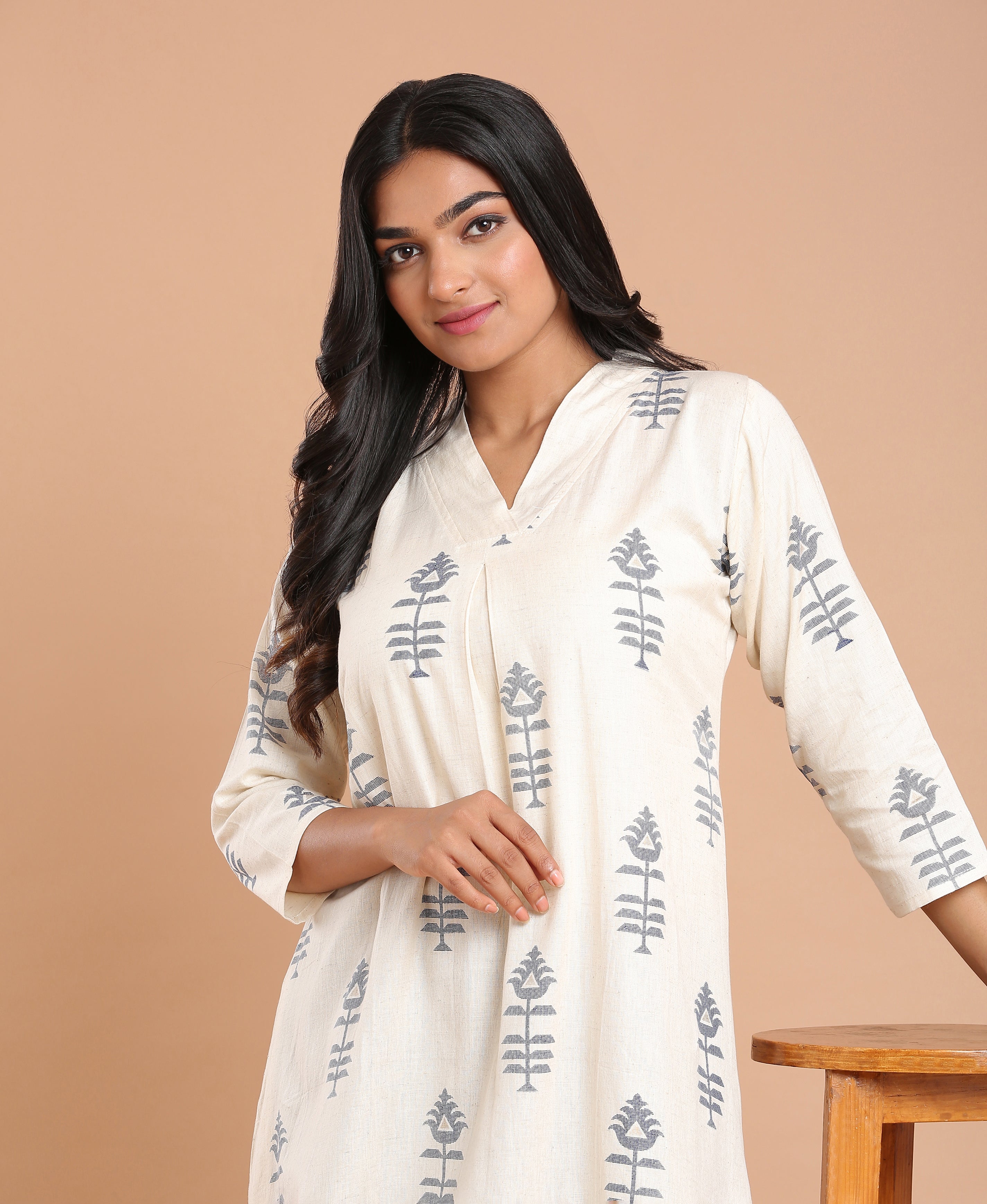 Snow Blossom Printed Kurti