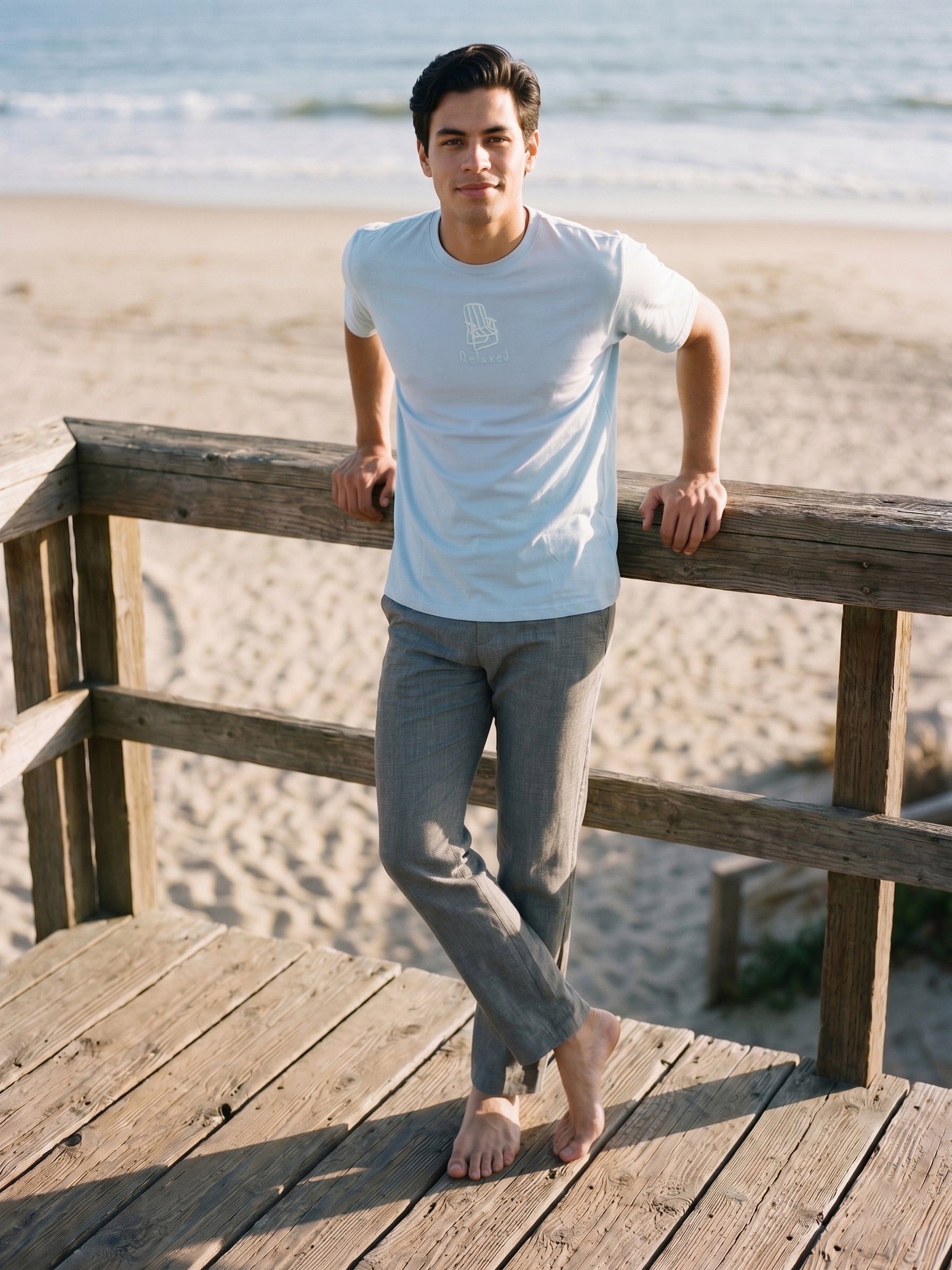 Men's Cotton Light Blue Regular Fit Round Neck T Shirt