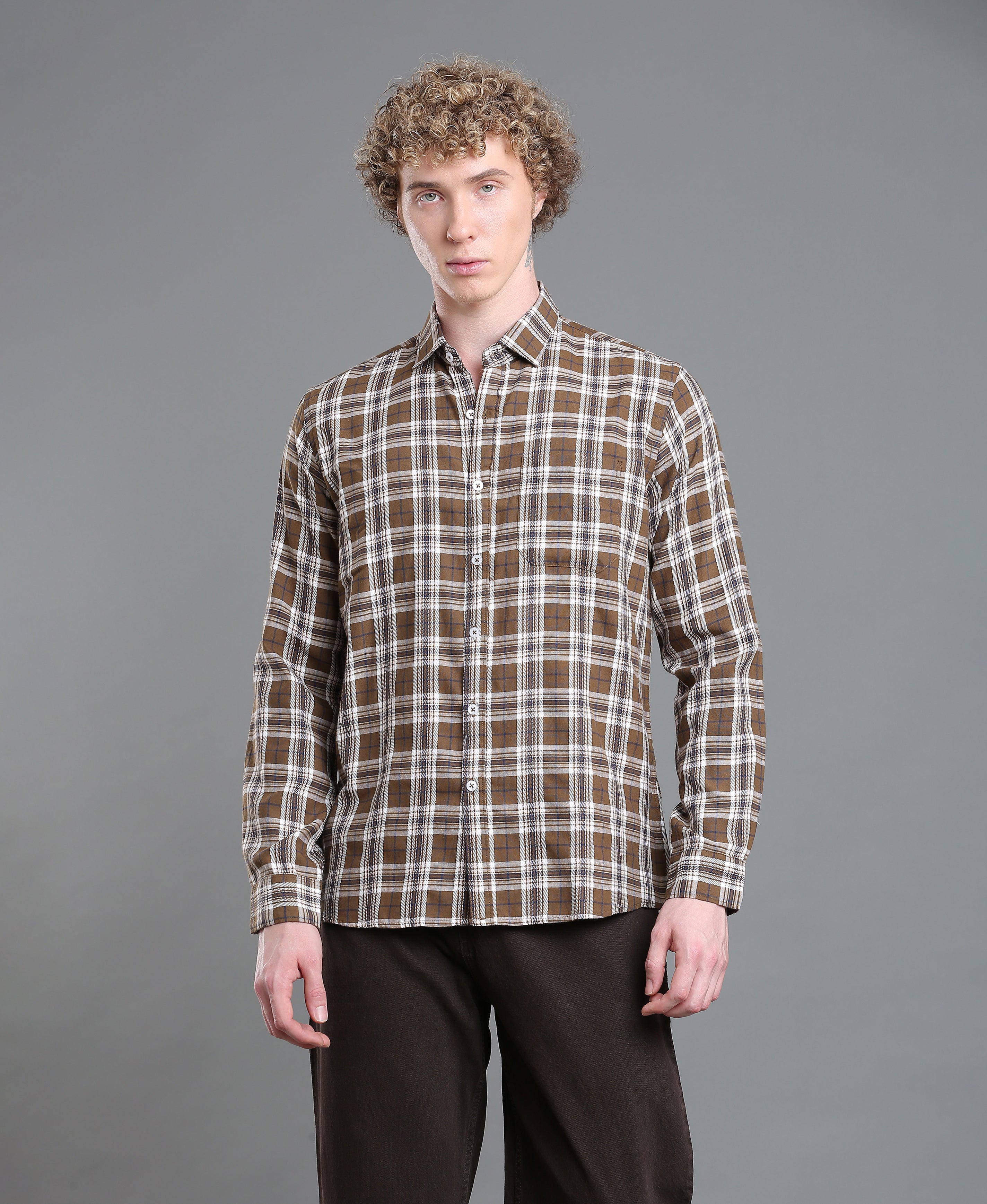 Olive Check Tailored Shirt