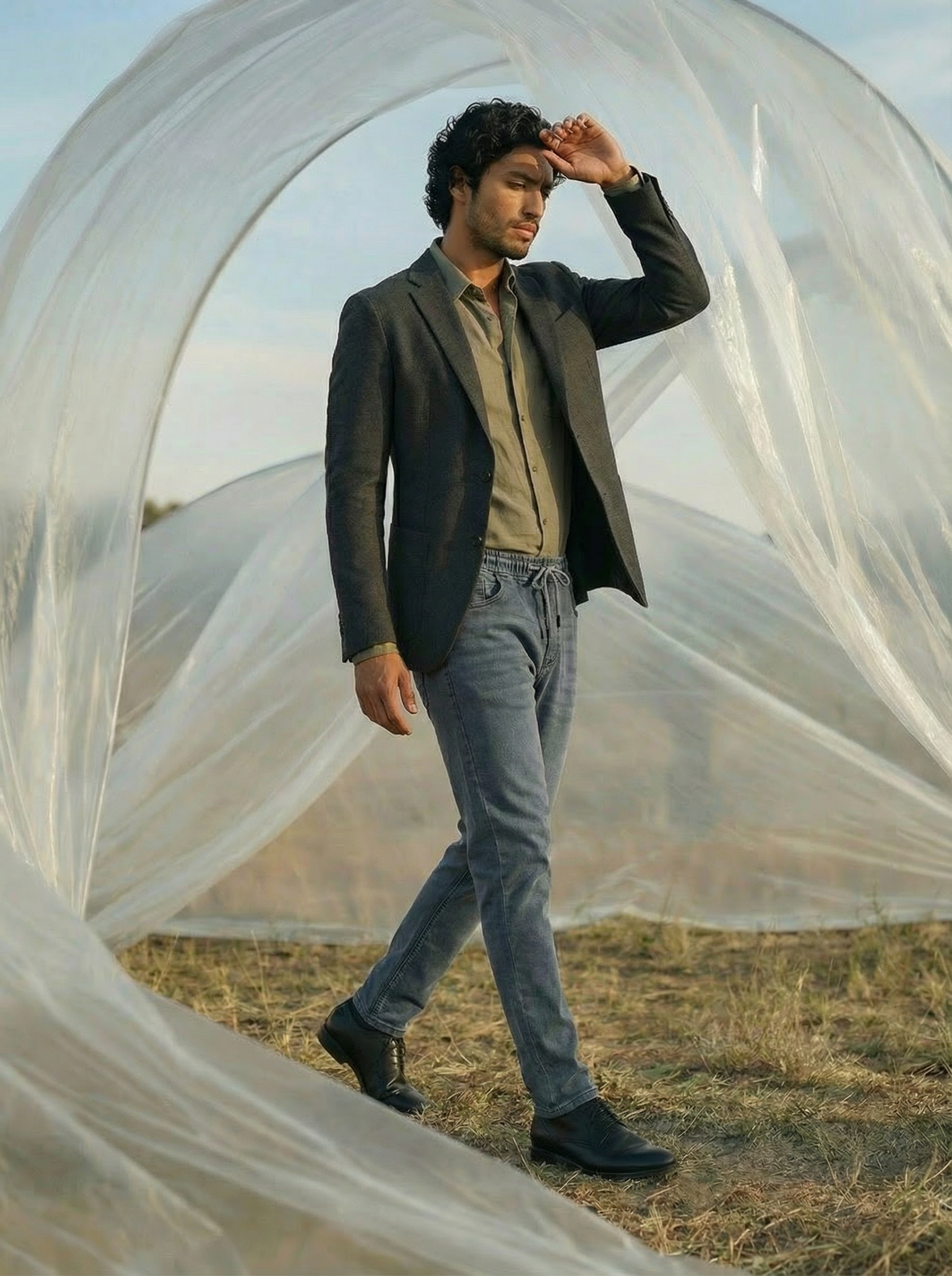 Premium Denim Jogger Fit Light Grey