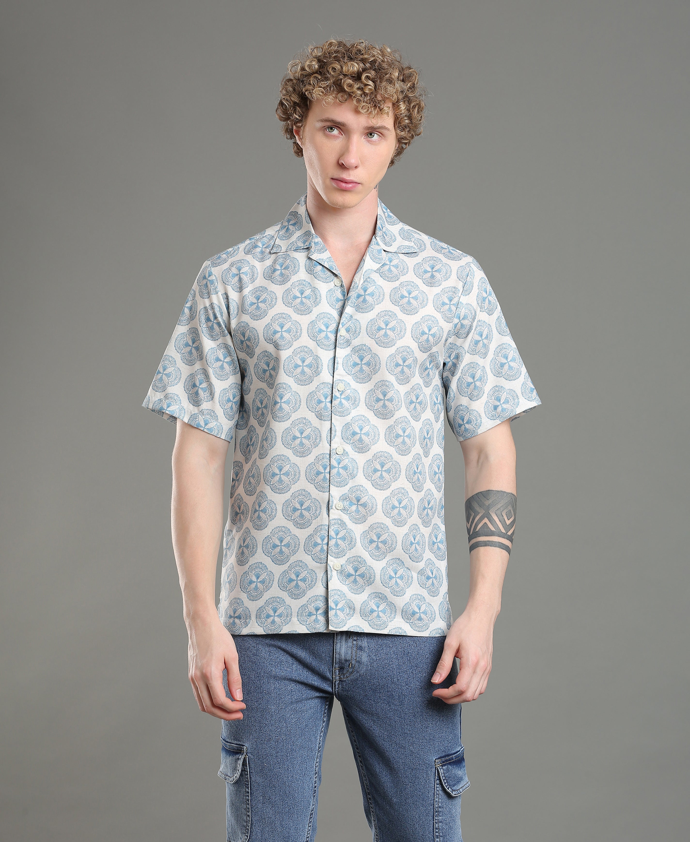 Horizon Print Cuban Shirt