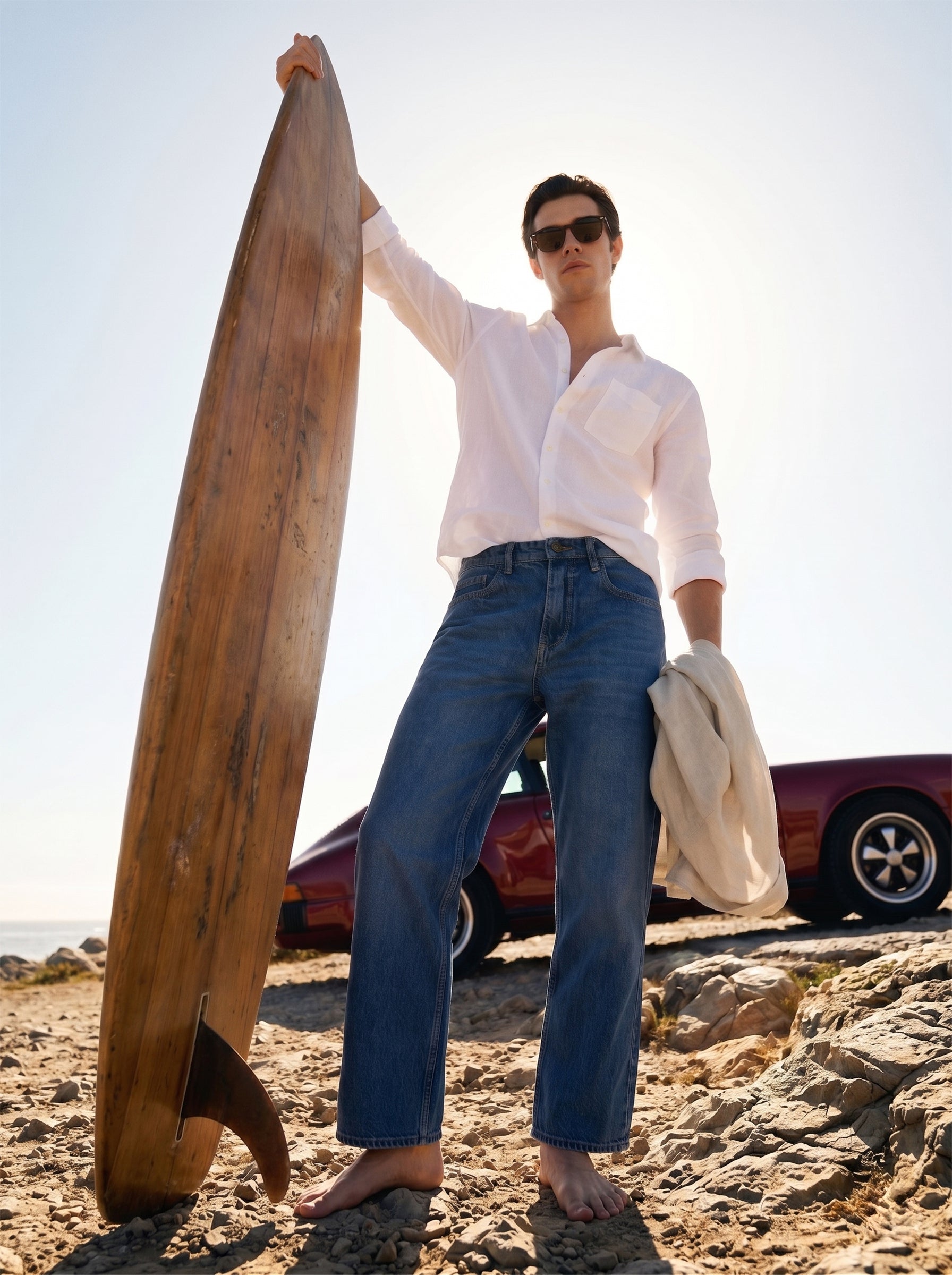 Men's Blue Loose Fit Denim Cotton Jeans