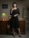 Black Solid Square Neck Dress