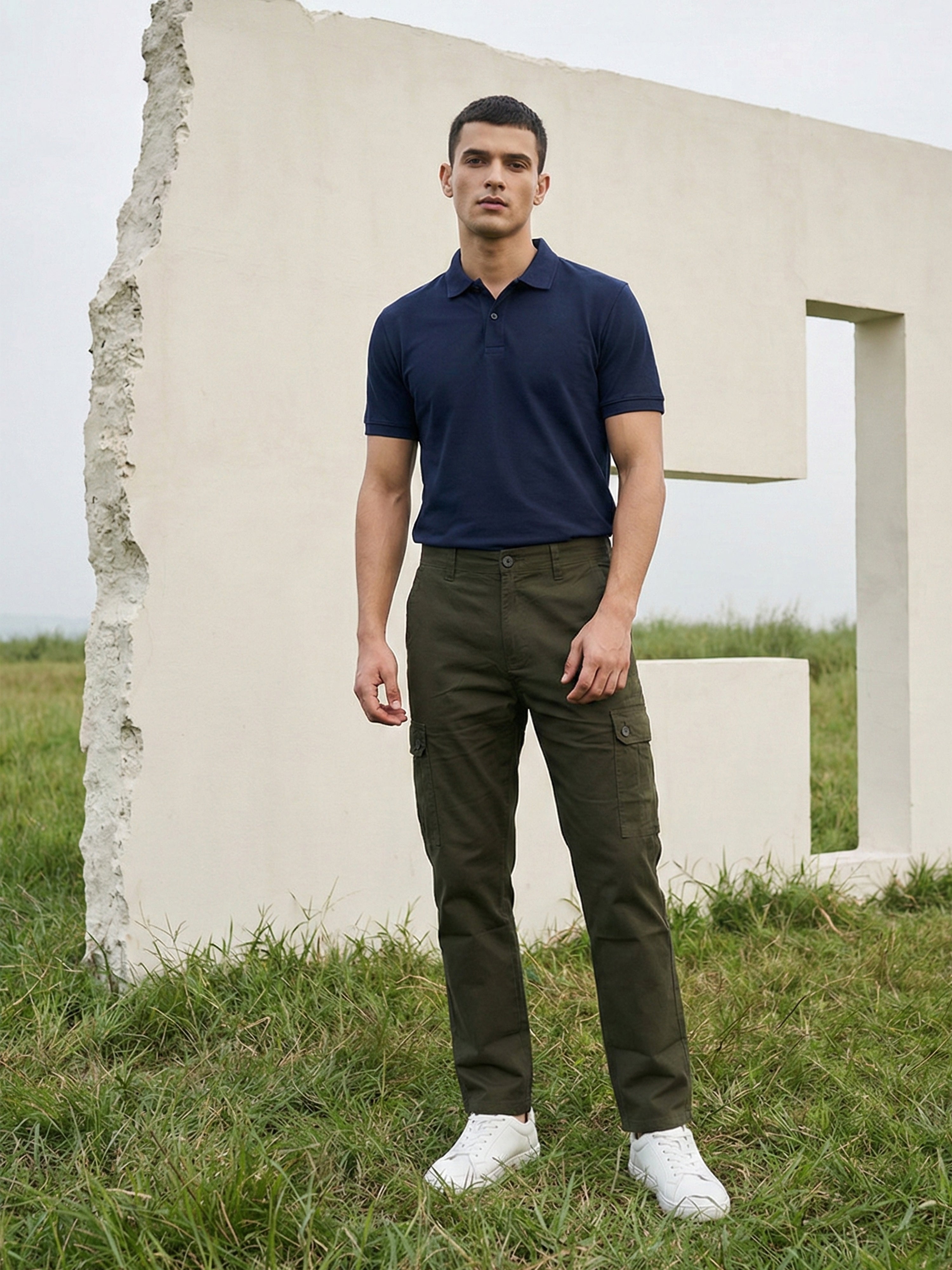 Olive Spandex  Cargos For Male