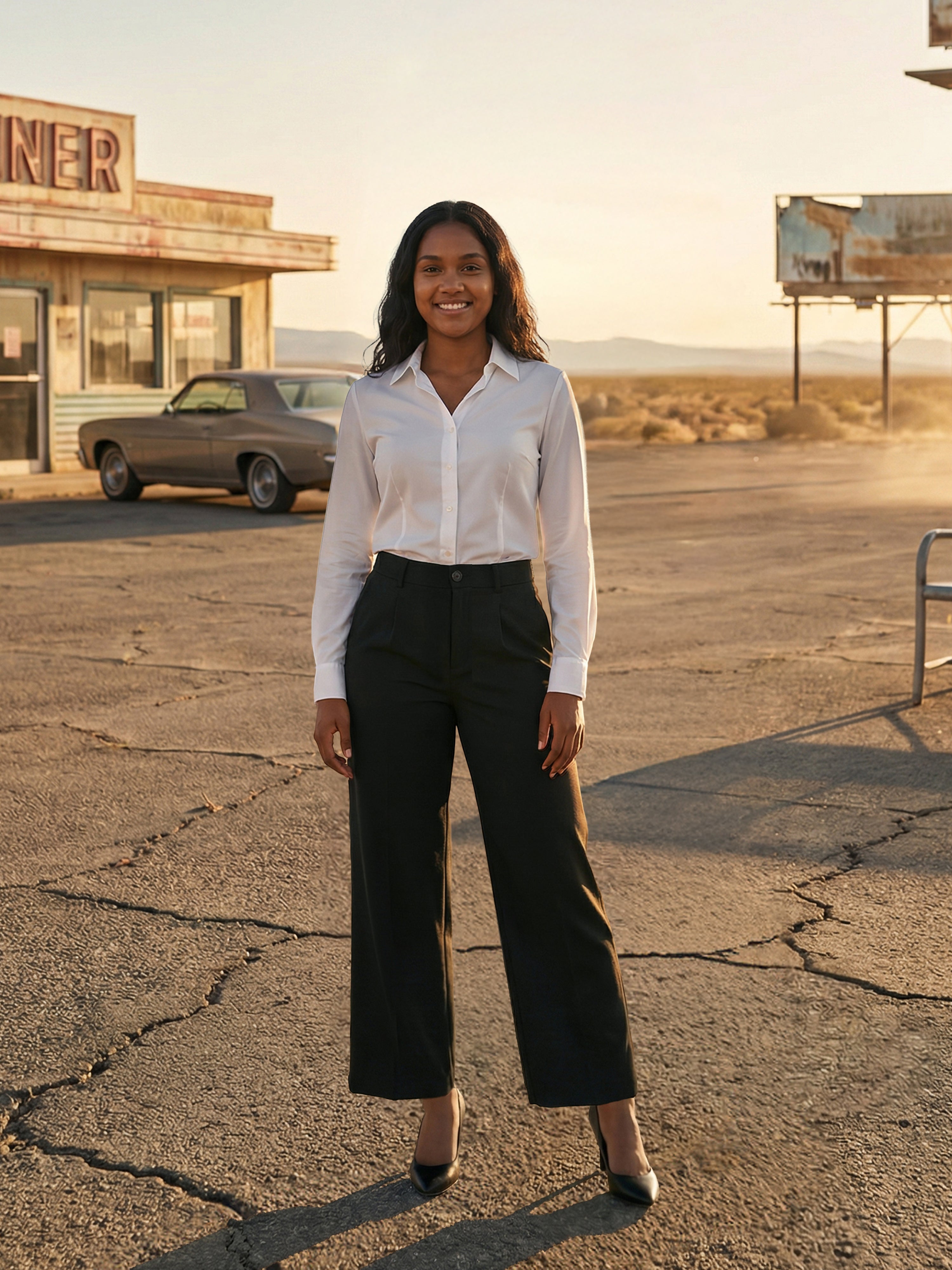 Women's Grey Twill Trouser with  Neck