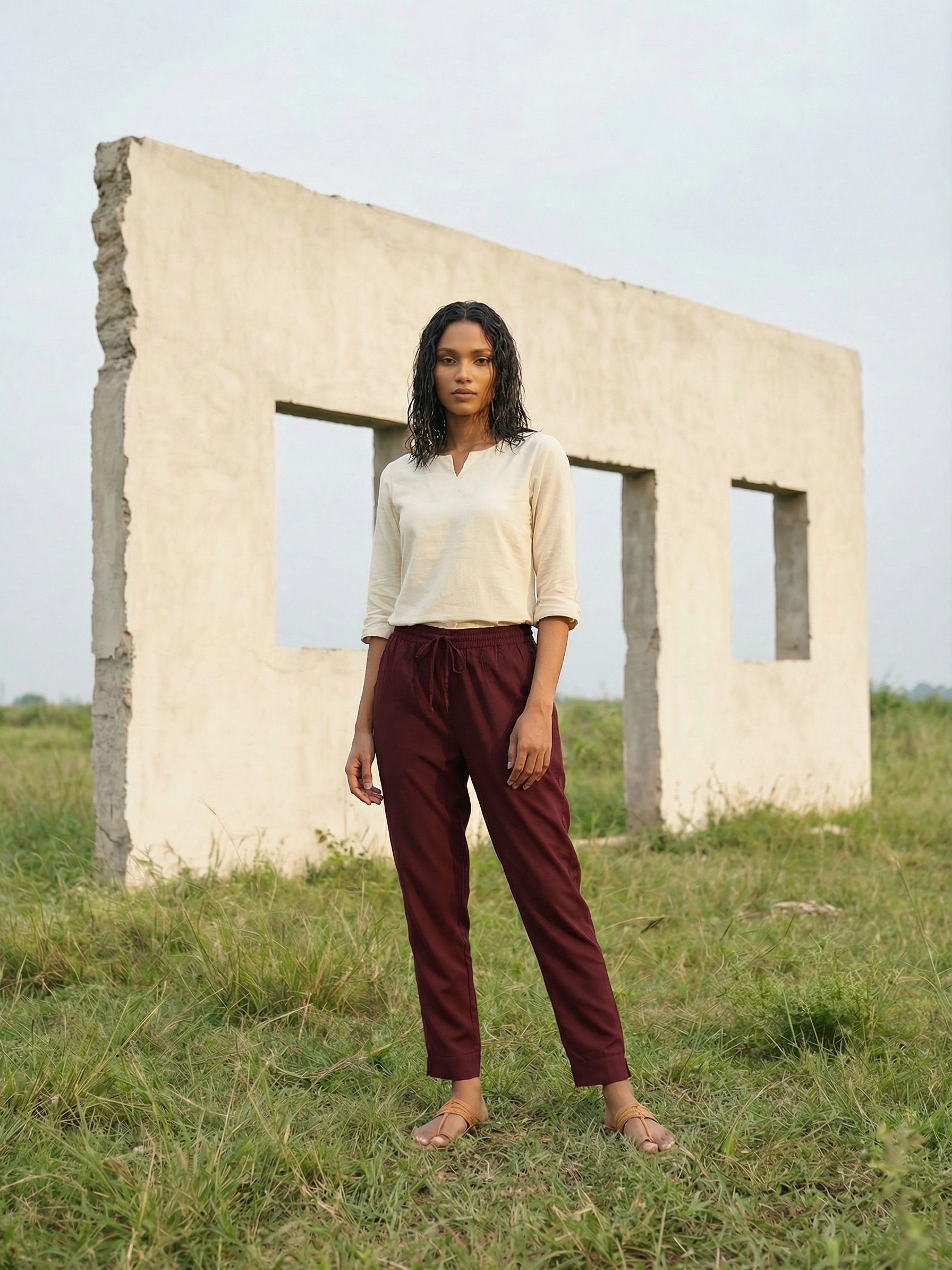 Maroon Rayon Modal Pencil Fit Women’s Bottom