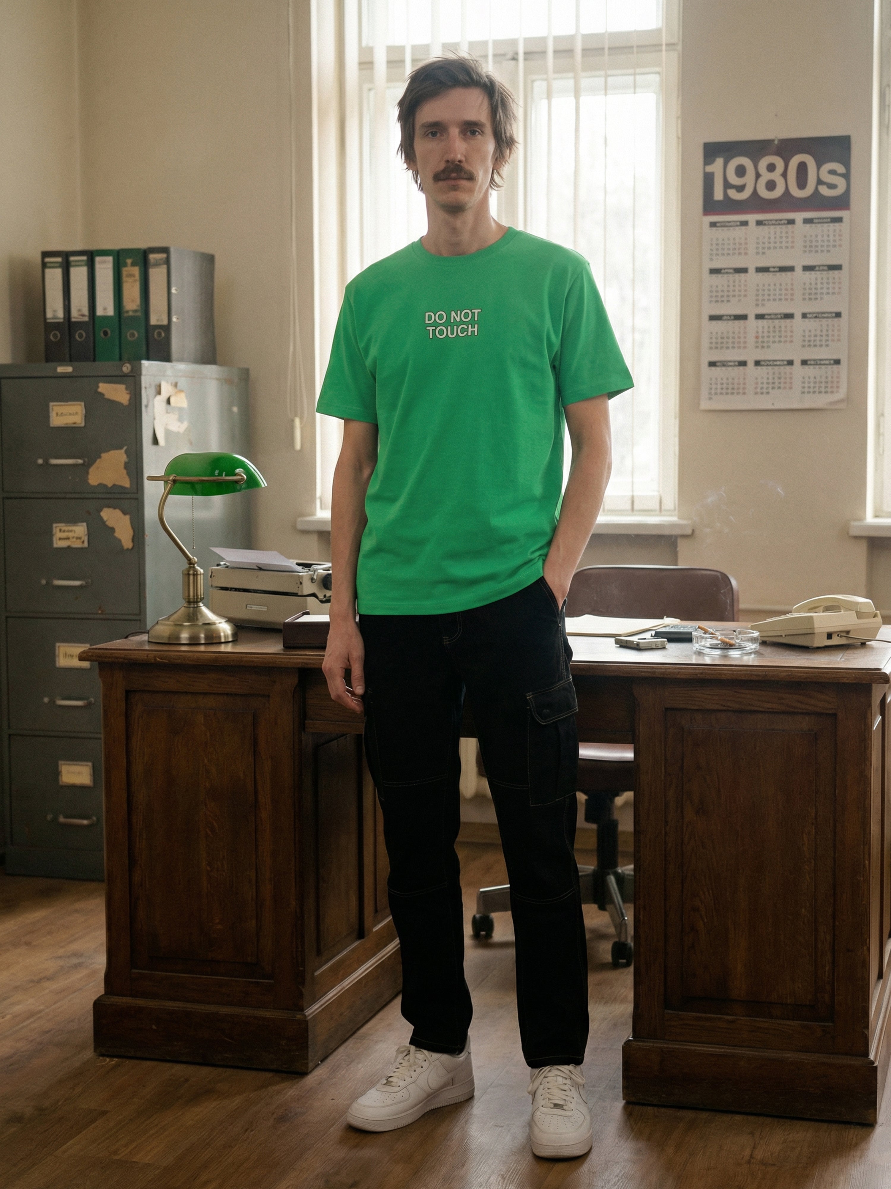 Bottle Green French Terry Round Neck Half T Shirt For Male