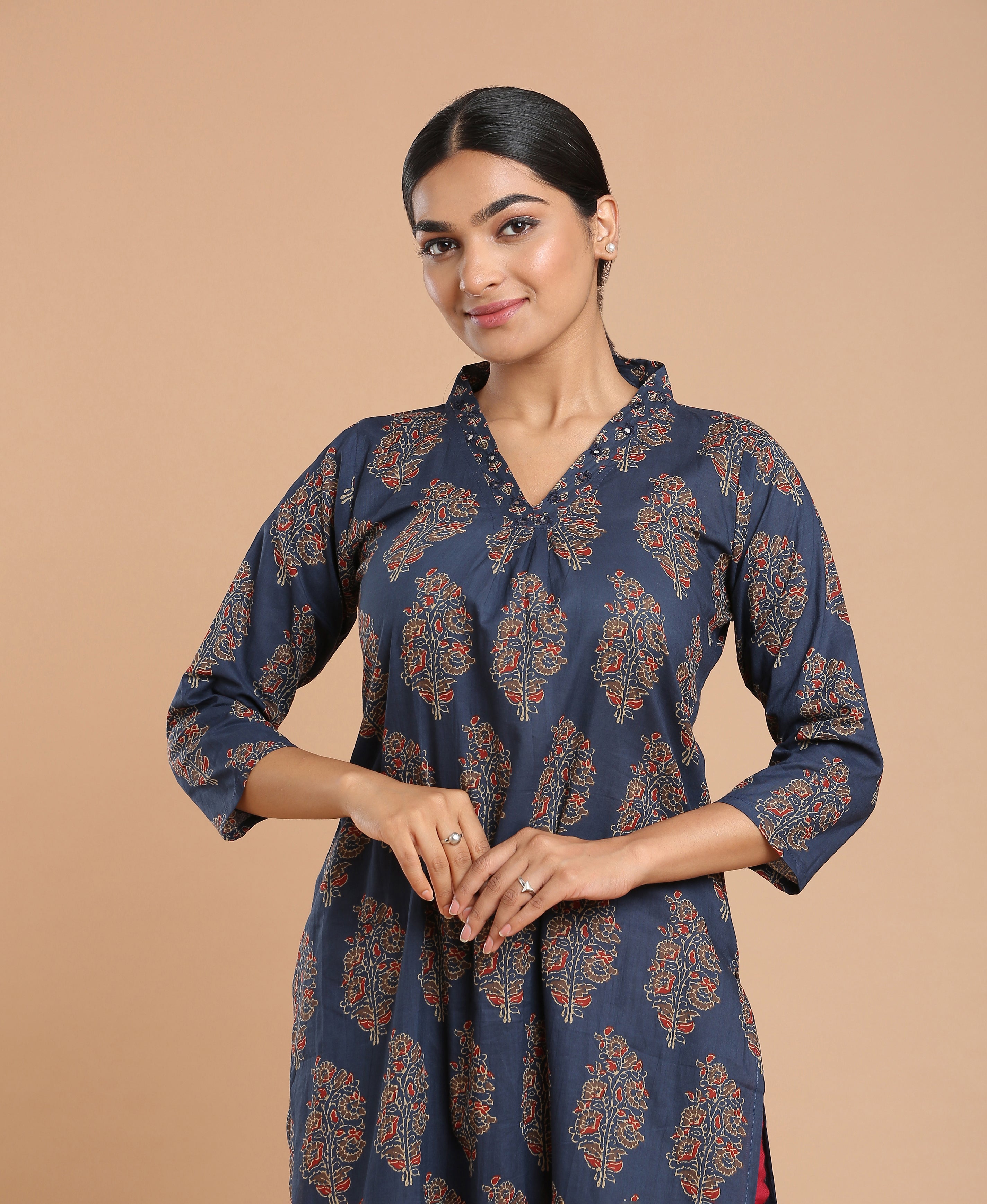 Azure Bloom Cotton Kurti