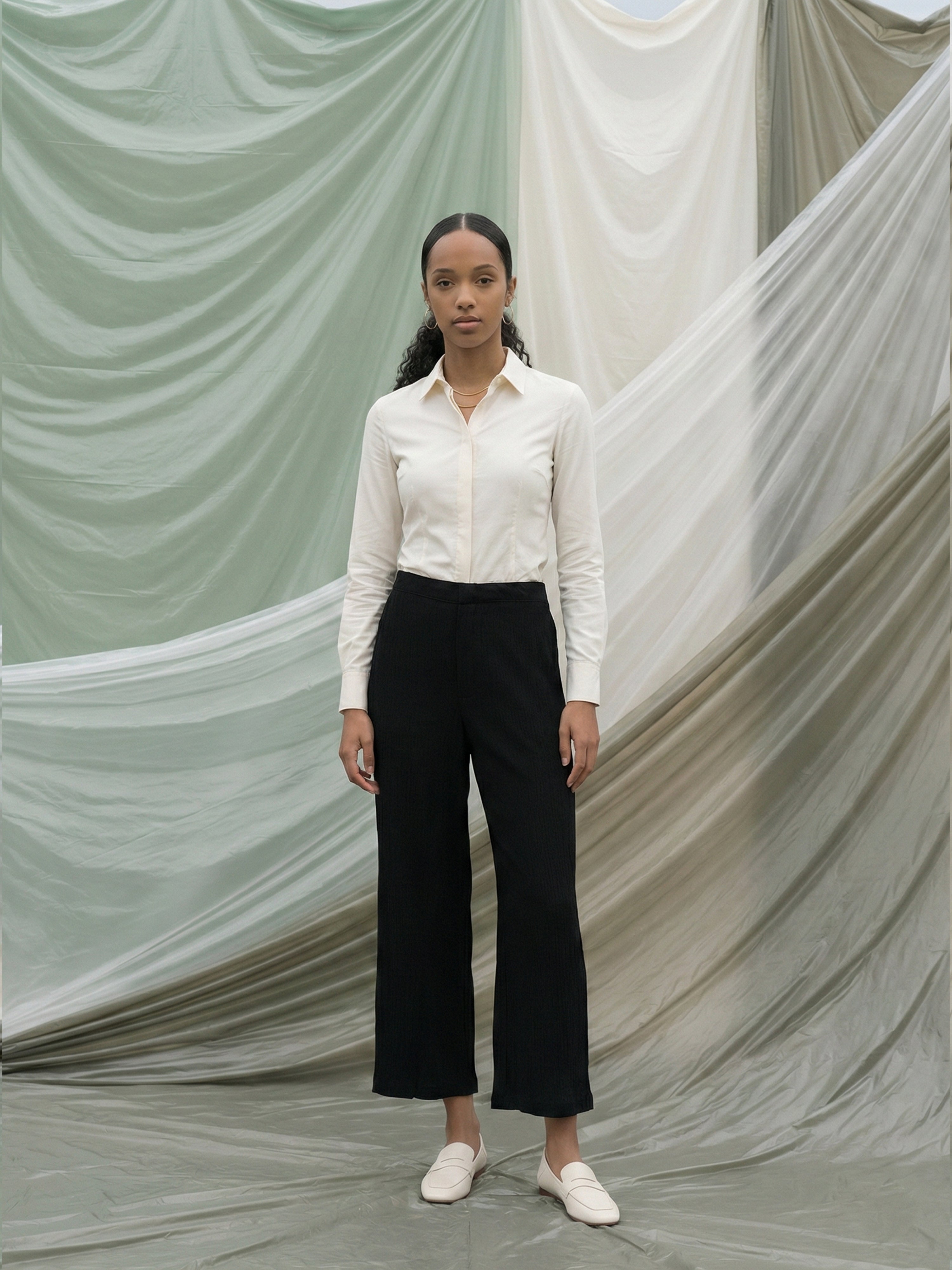 Black Rayon Crepe Flared Women’s Bottom