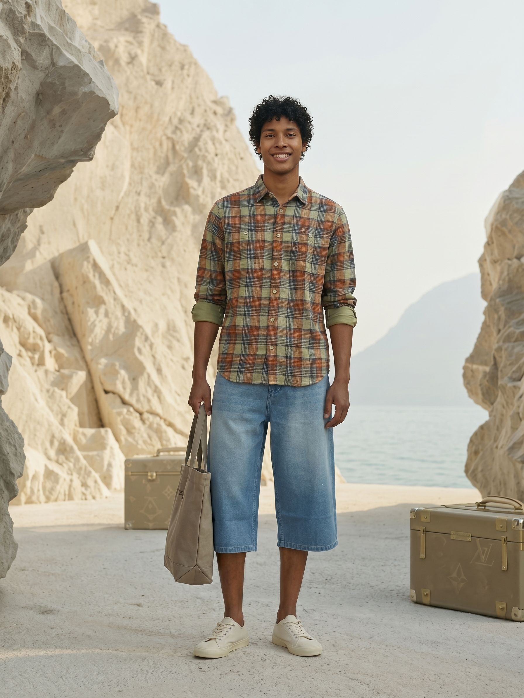 Men's Checks Orange Relaxed  Fit Shirt