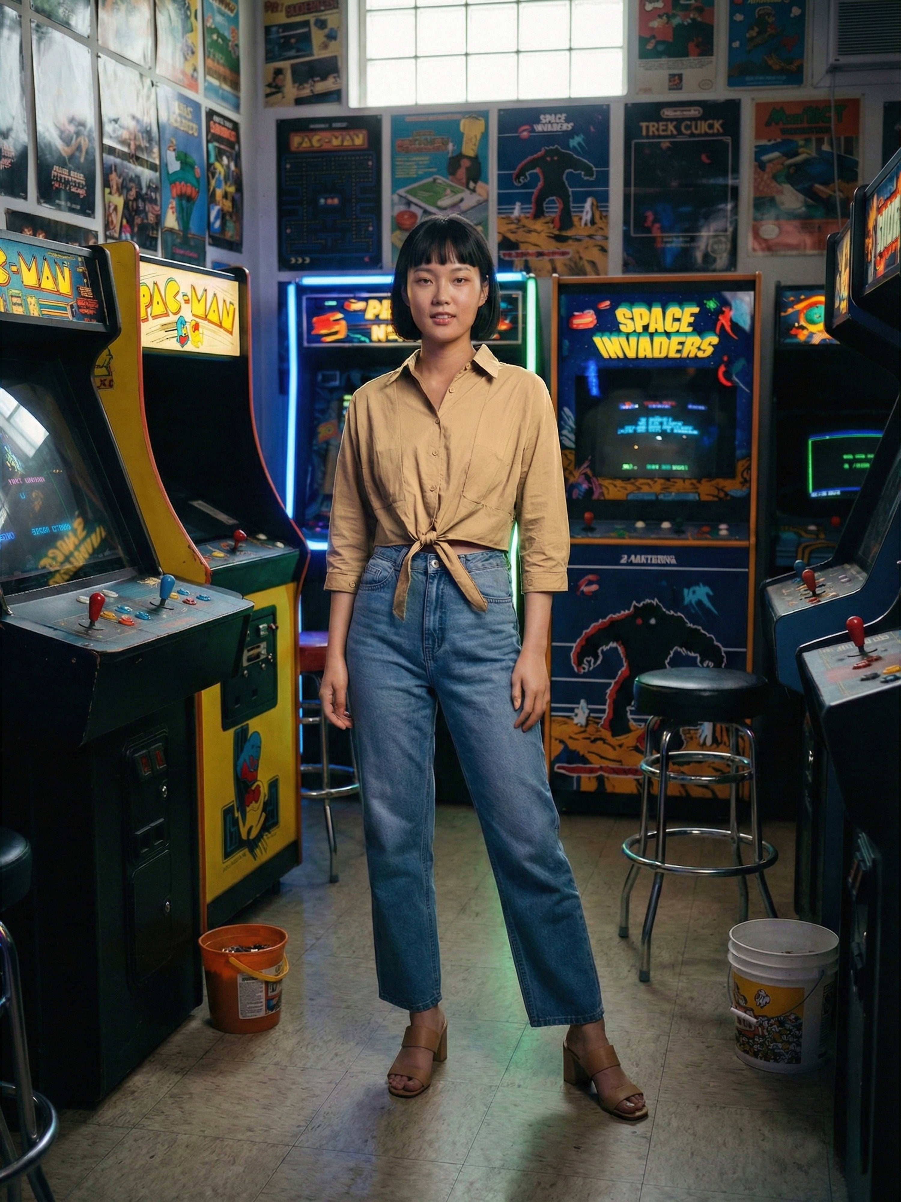 Women's Fawn Top with Collar Neck Neck