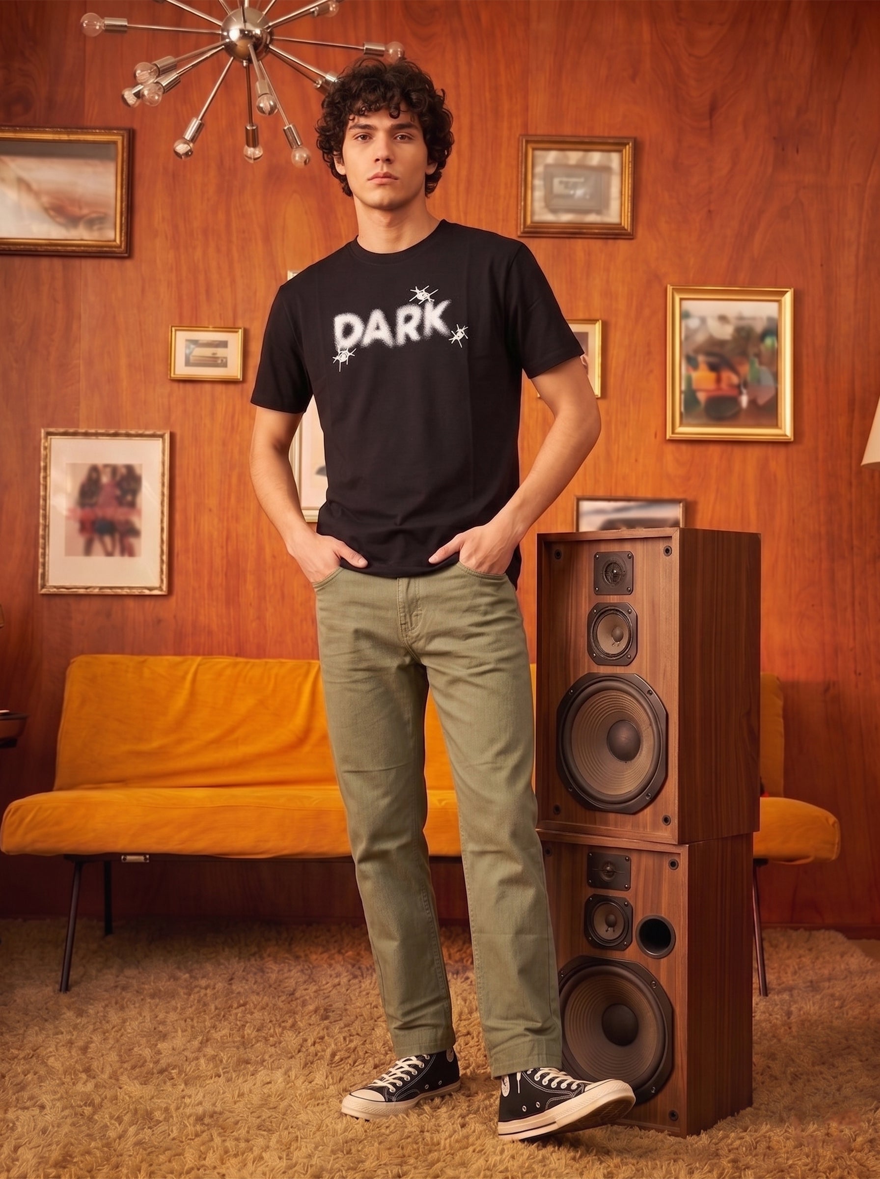 Men's S/J 200 Gsm Black Relaxed Fit T Shirt