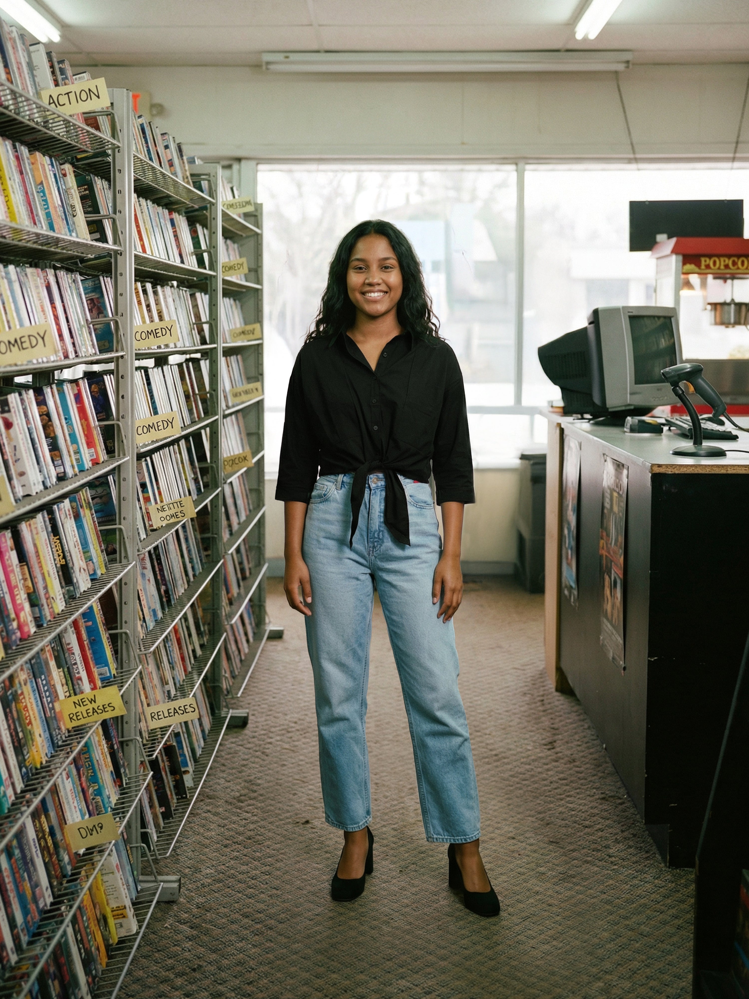 Women's Black Cyc Top with Collar Neck Neck