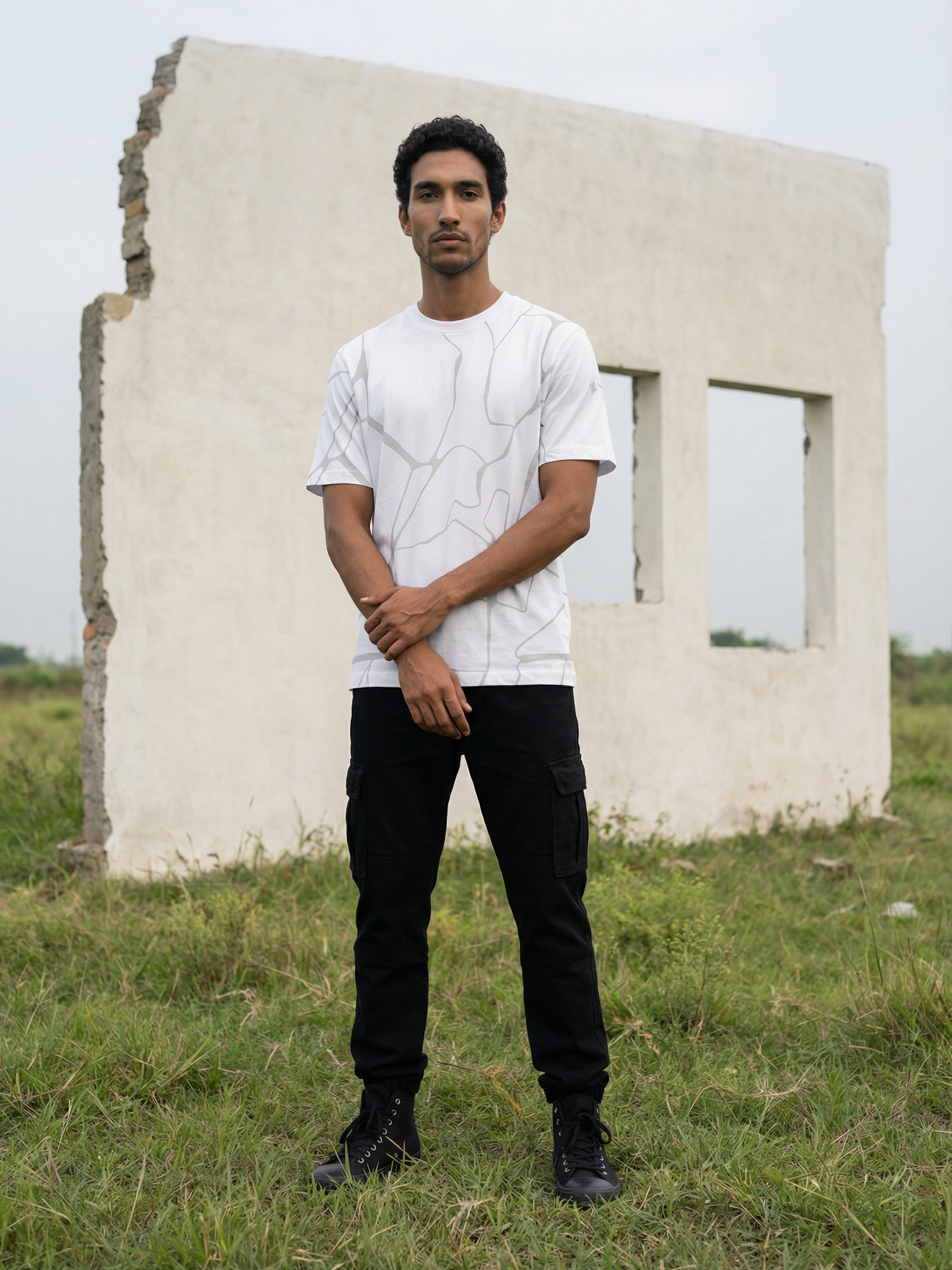 Bright White Single Jersey Round Neck Half T Shirt For Male