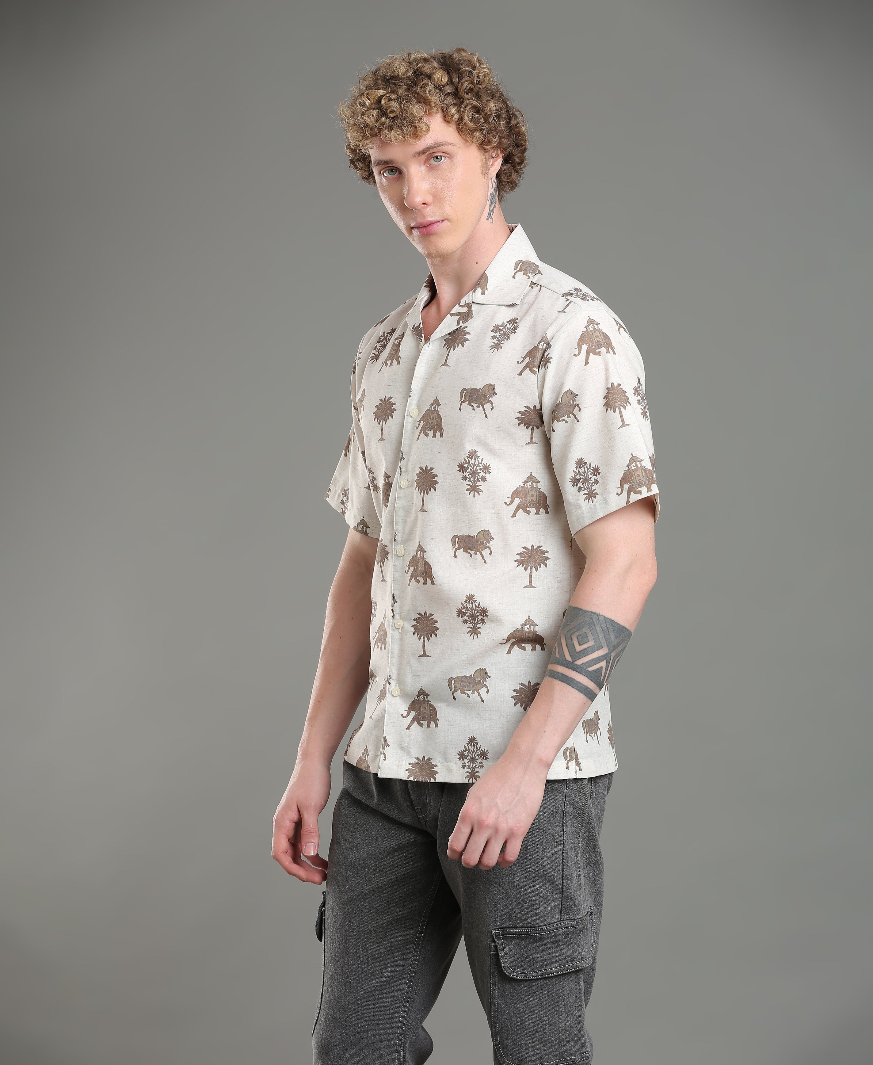 Tropic Hues Printed Linen Shirt