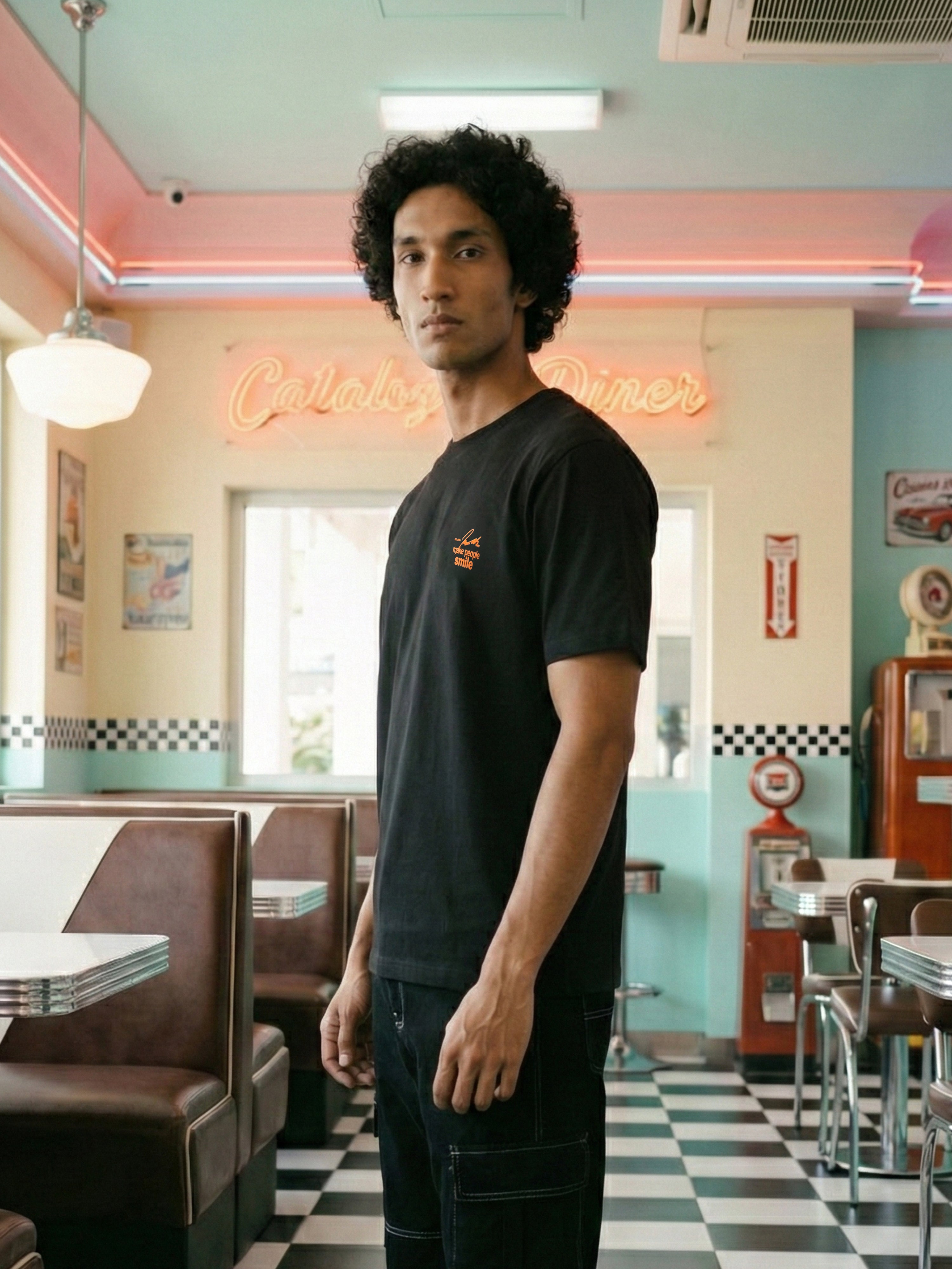 Black Single Jersey Round Neck Half T Shirt For Male