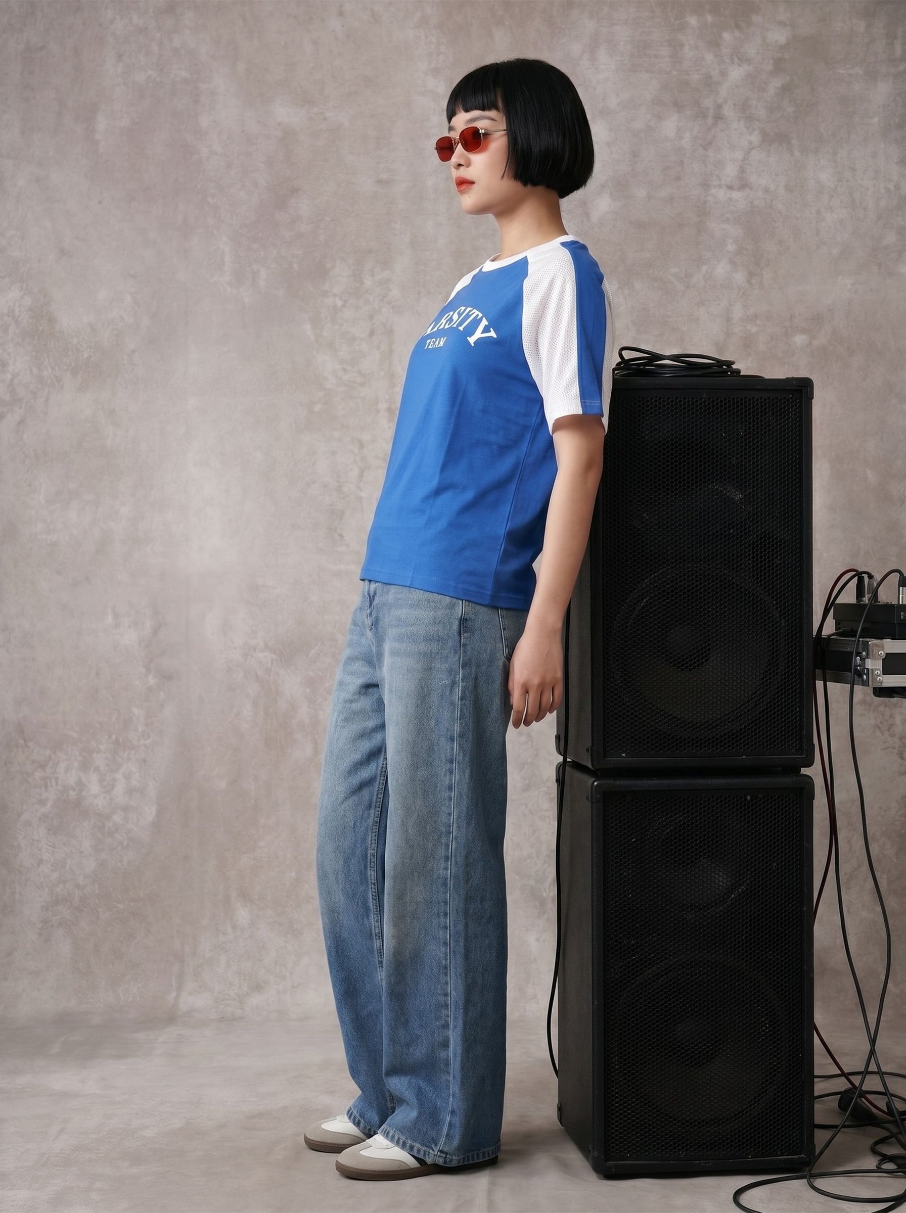 Women's Cotton Blue Oversized Fit T Shirt