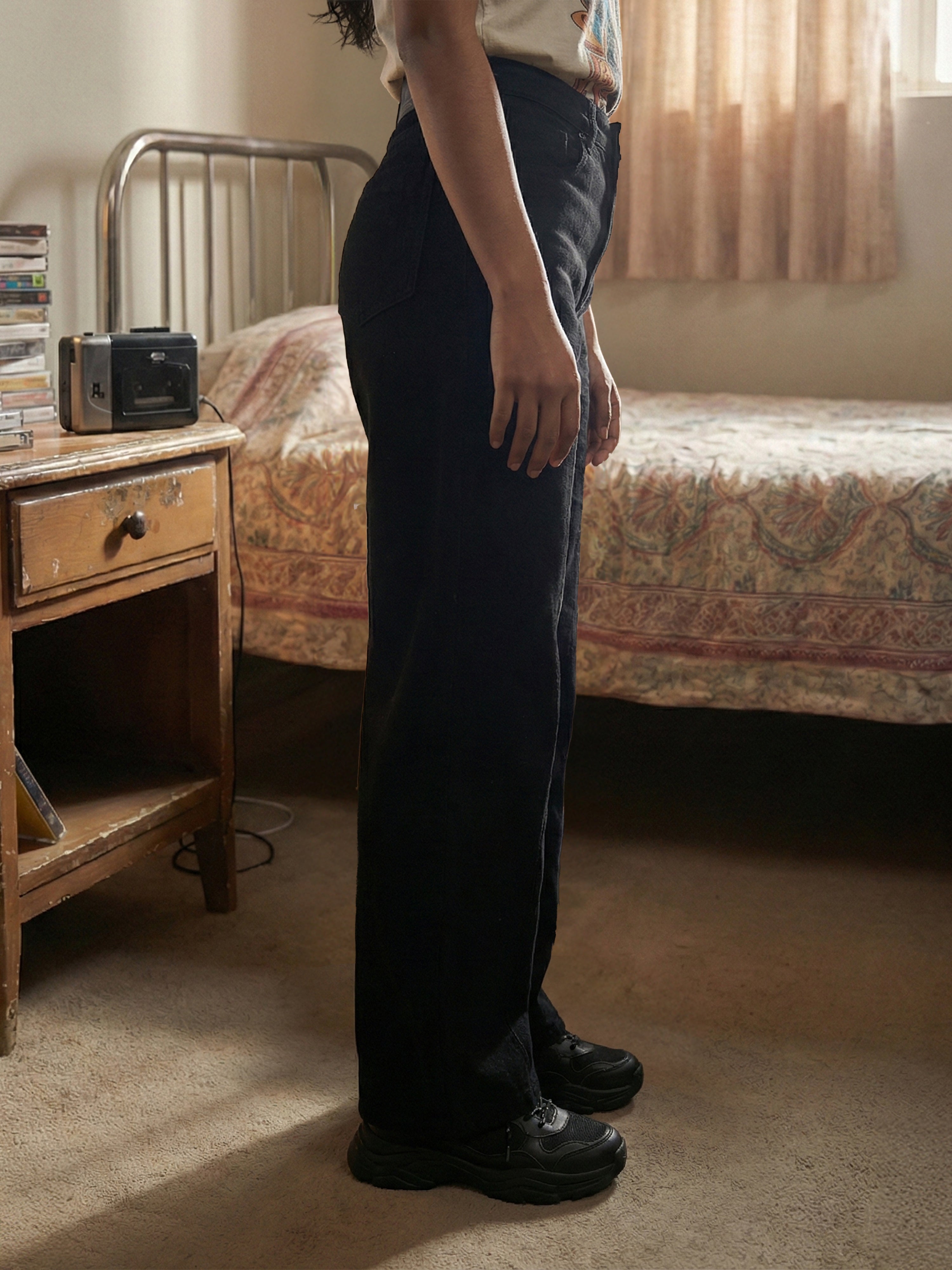 Women's Black Cotton Denim Jeans