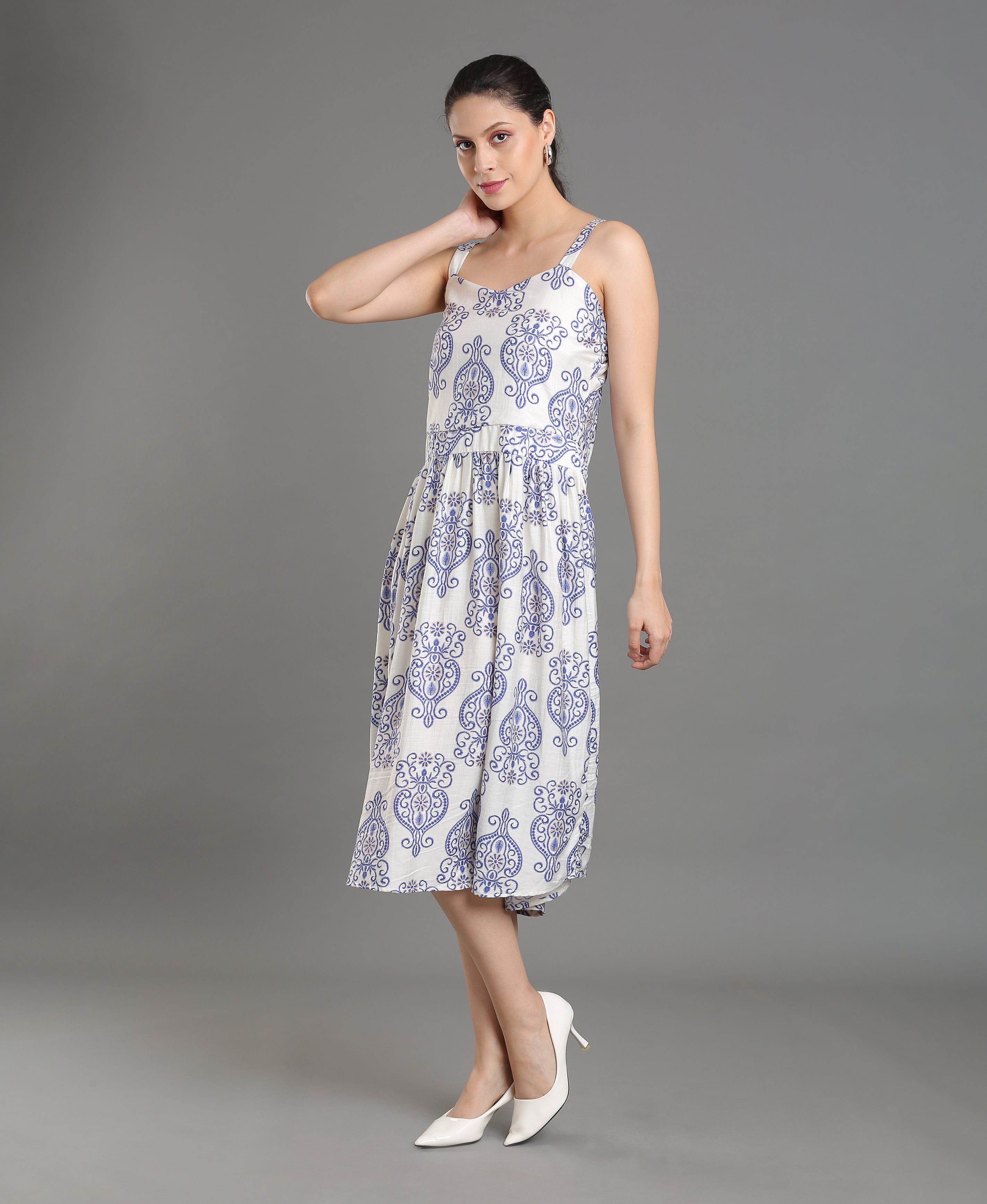 Azure Bloom Cotton Dress