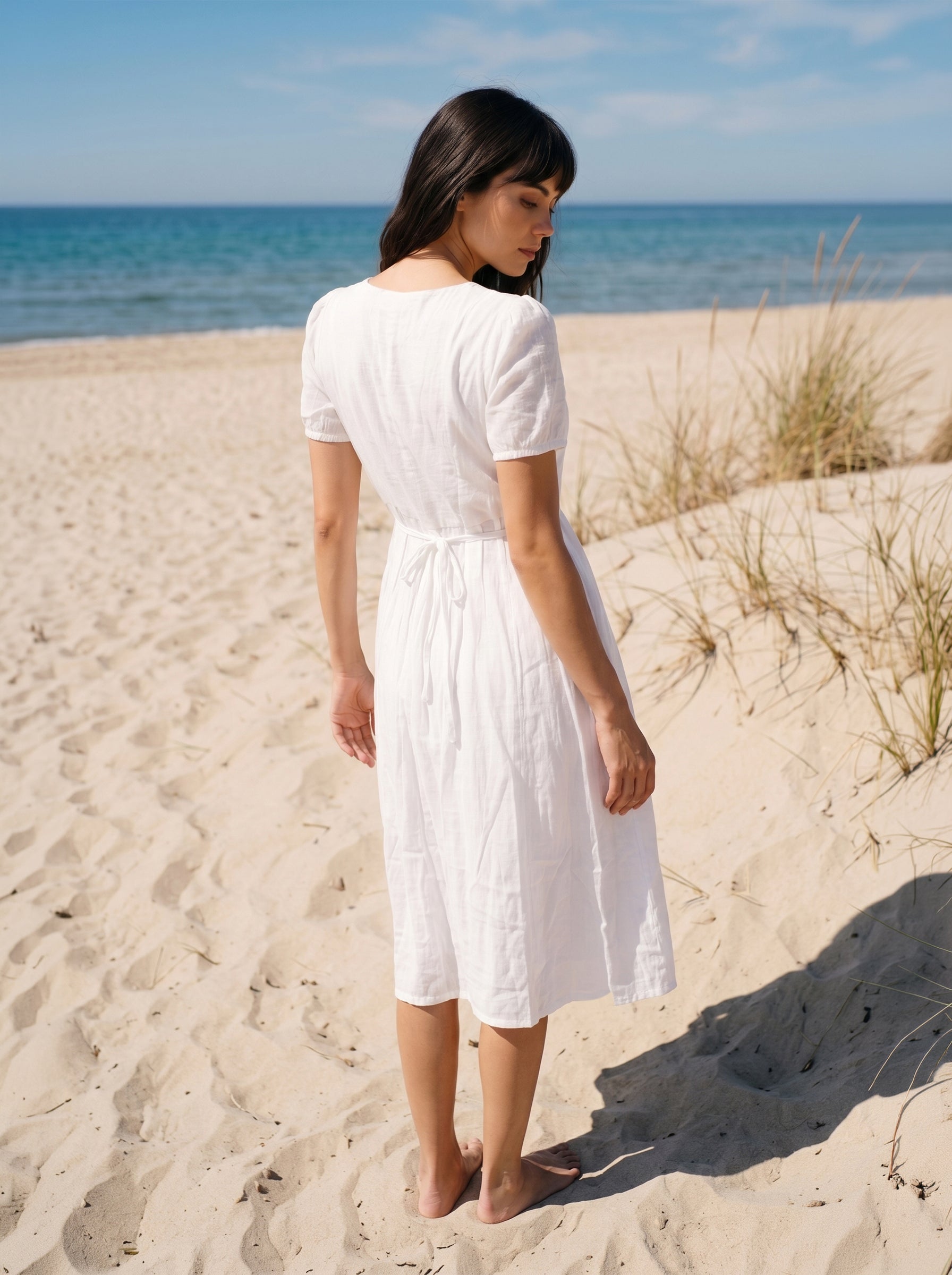Women's Nylon Viscose White Regular Fit Dresses