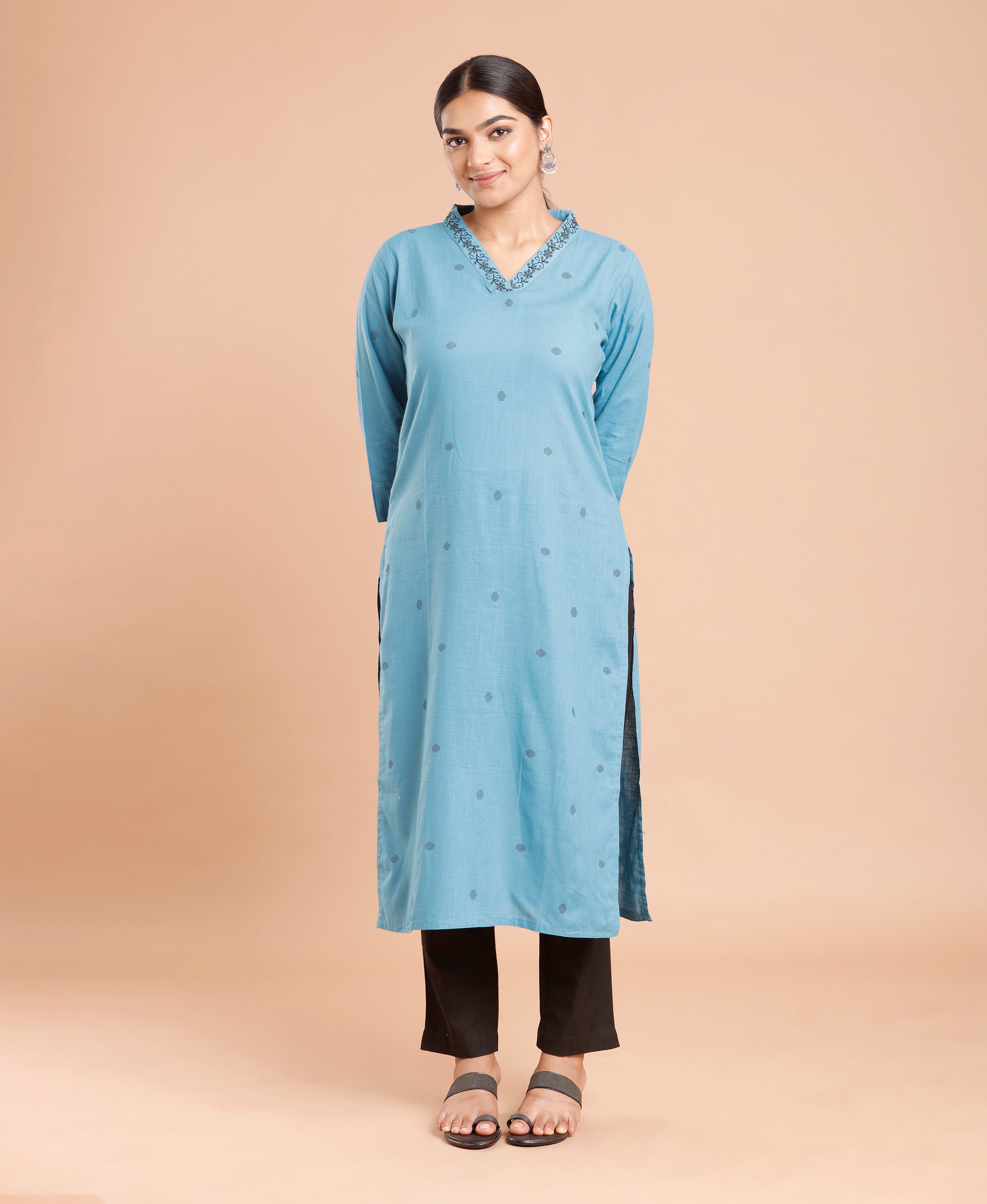 Azure Slub Cotton Kurti