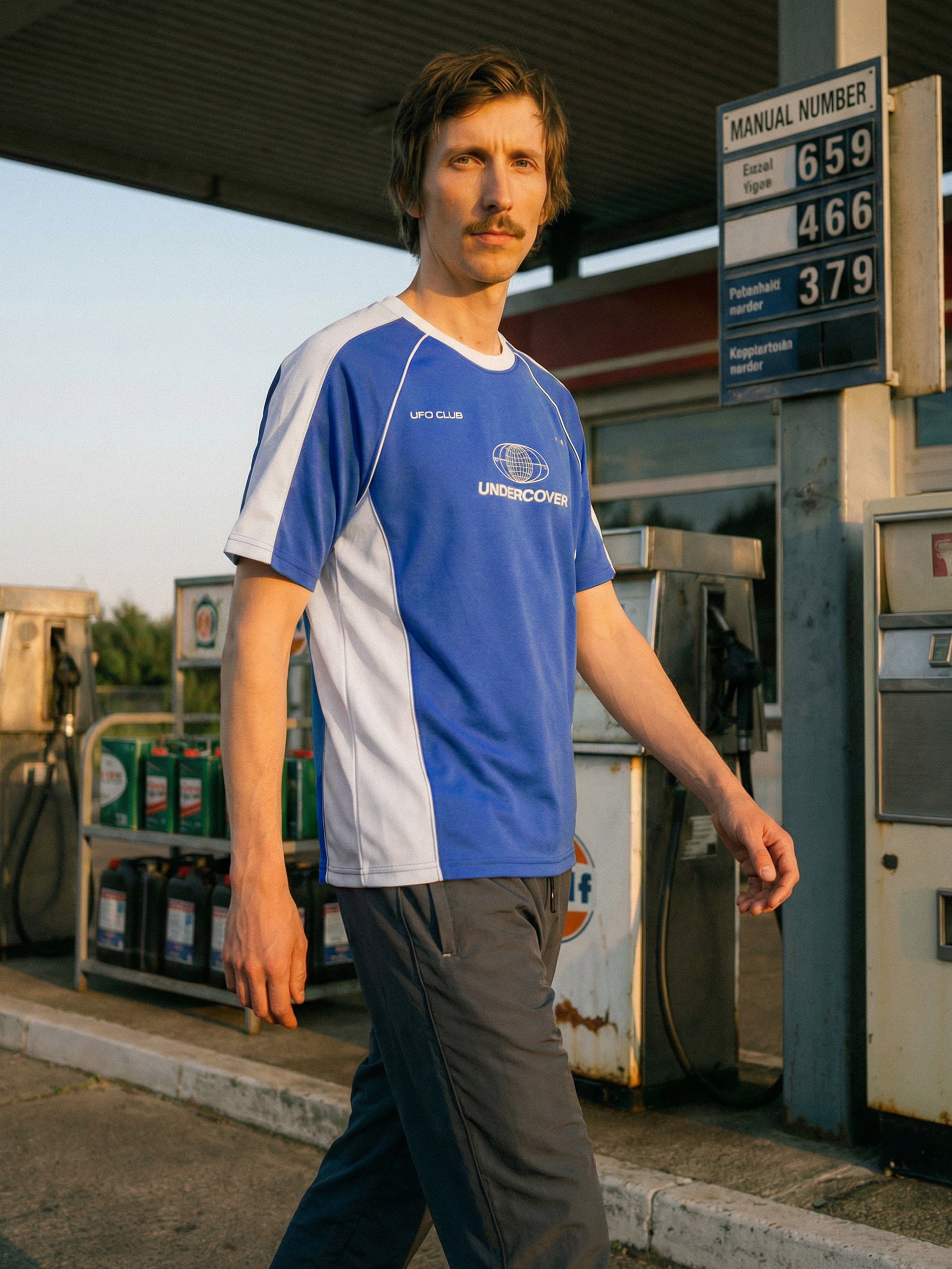 Amparo Blue Cotton Looper Crew Neck Half Sleeve T Shirt For Male