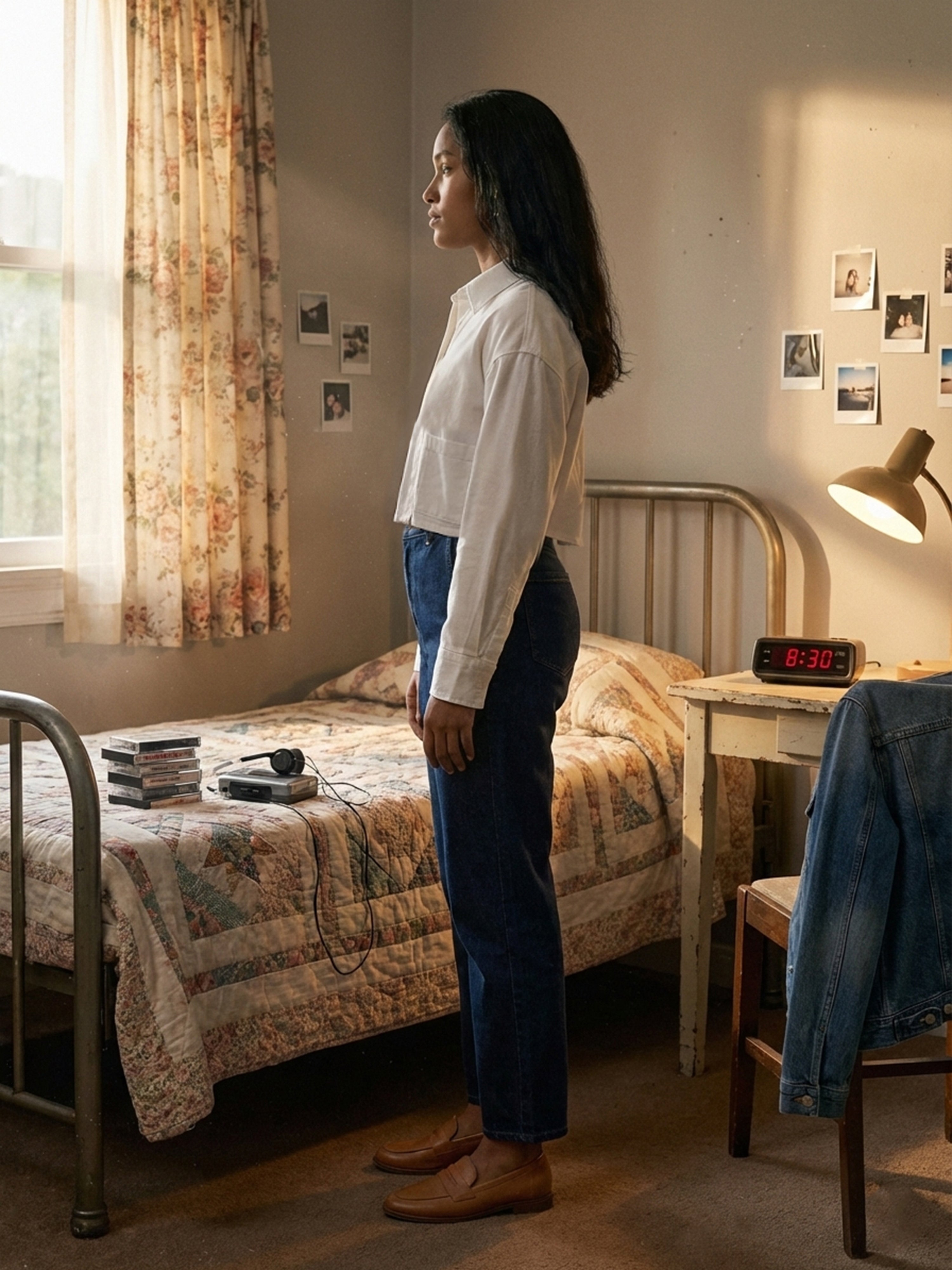 Women's White Cotton Twill Shirt with Collar Neck Neck