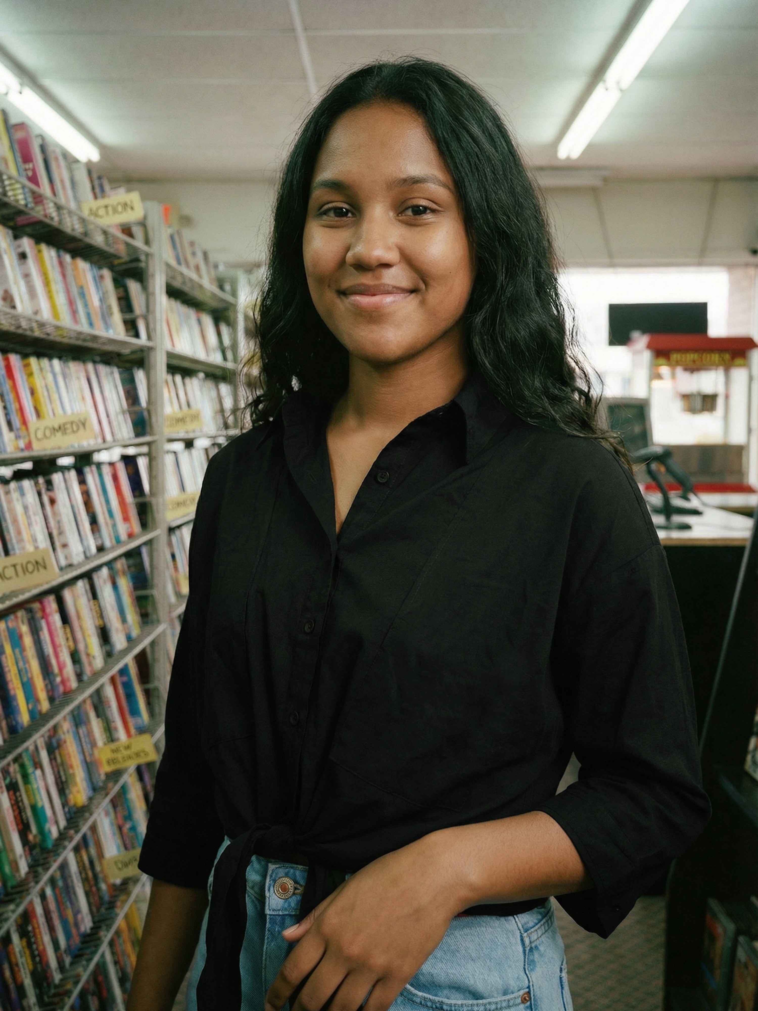 Women's Black Cyc Top with Collar Neck Neck