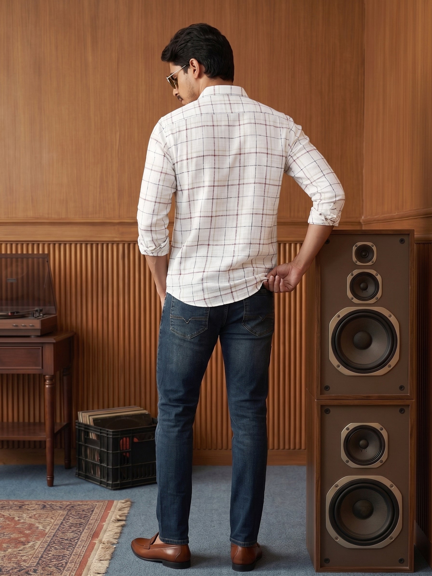 Men's Checks Brown Regular Fit Shirt