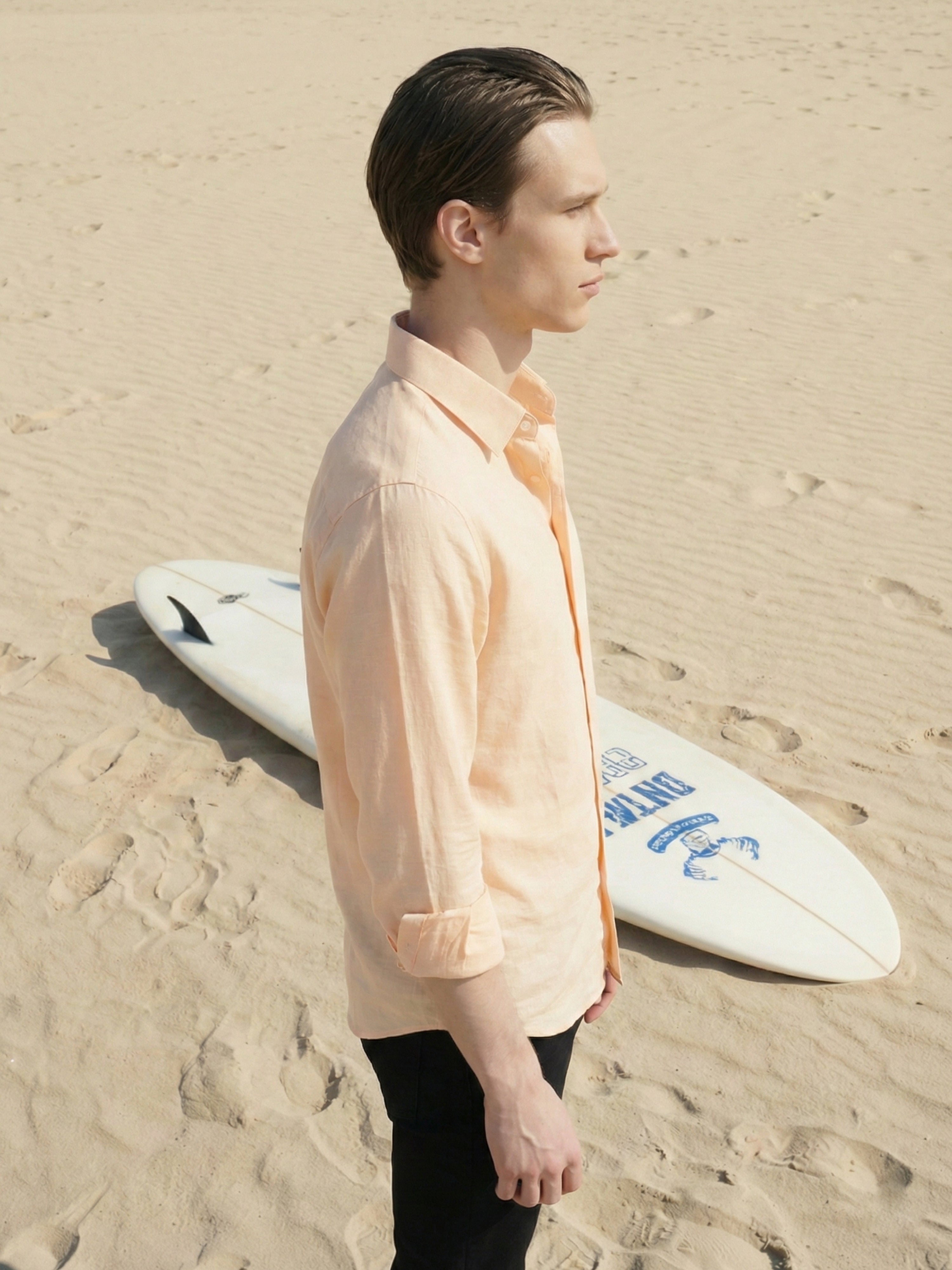 Orange Semi Cotton Cut Away Collar Full Sleeves Mens Shirt