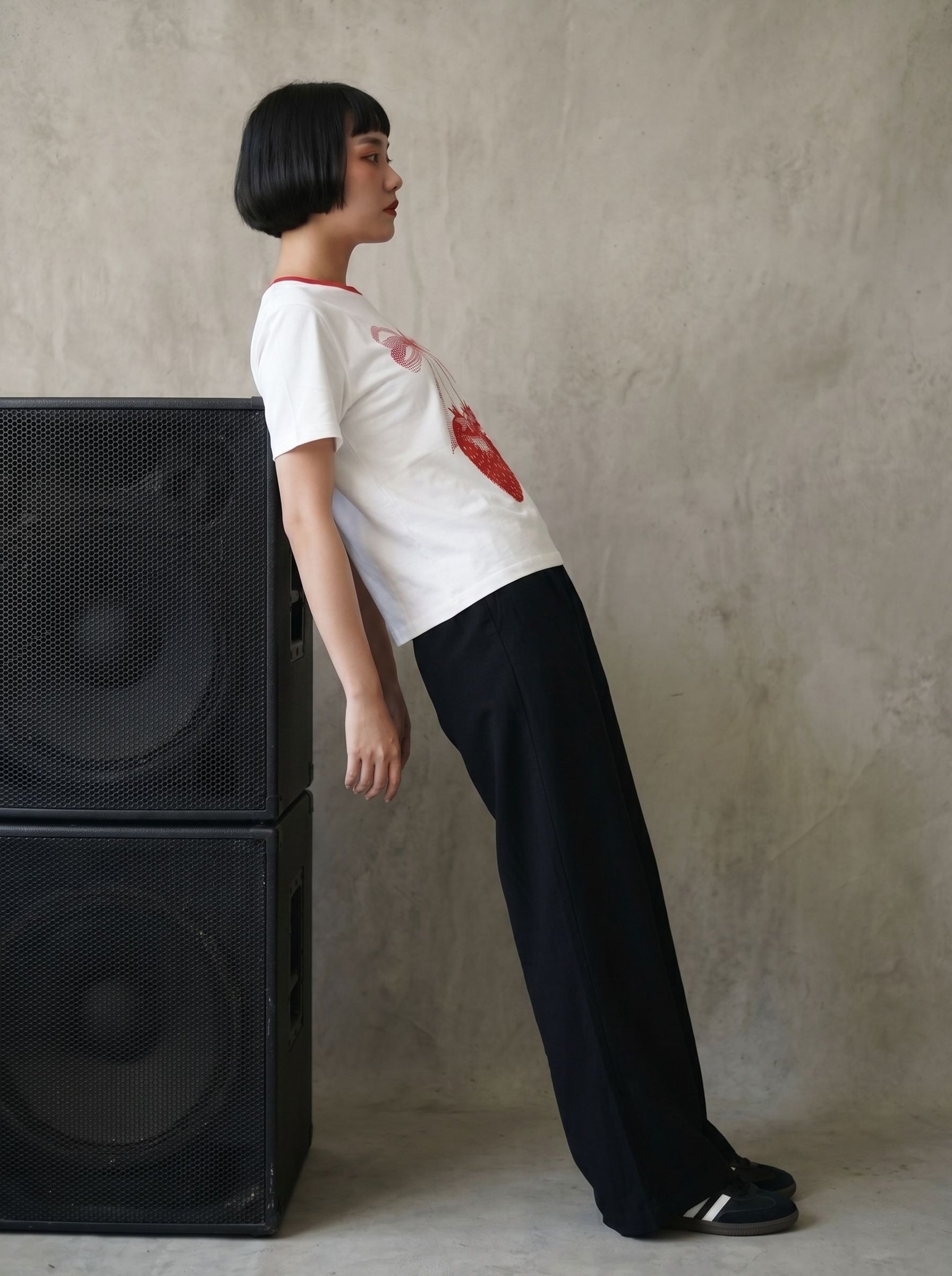 Women's Cotton Cherry Print Oversized Fit T Shirt