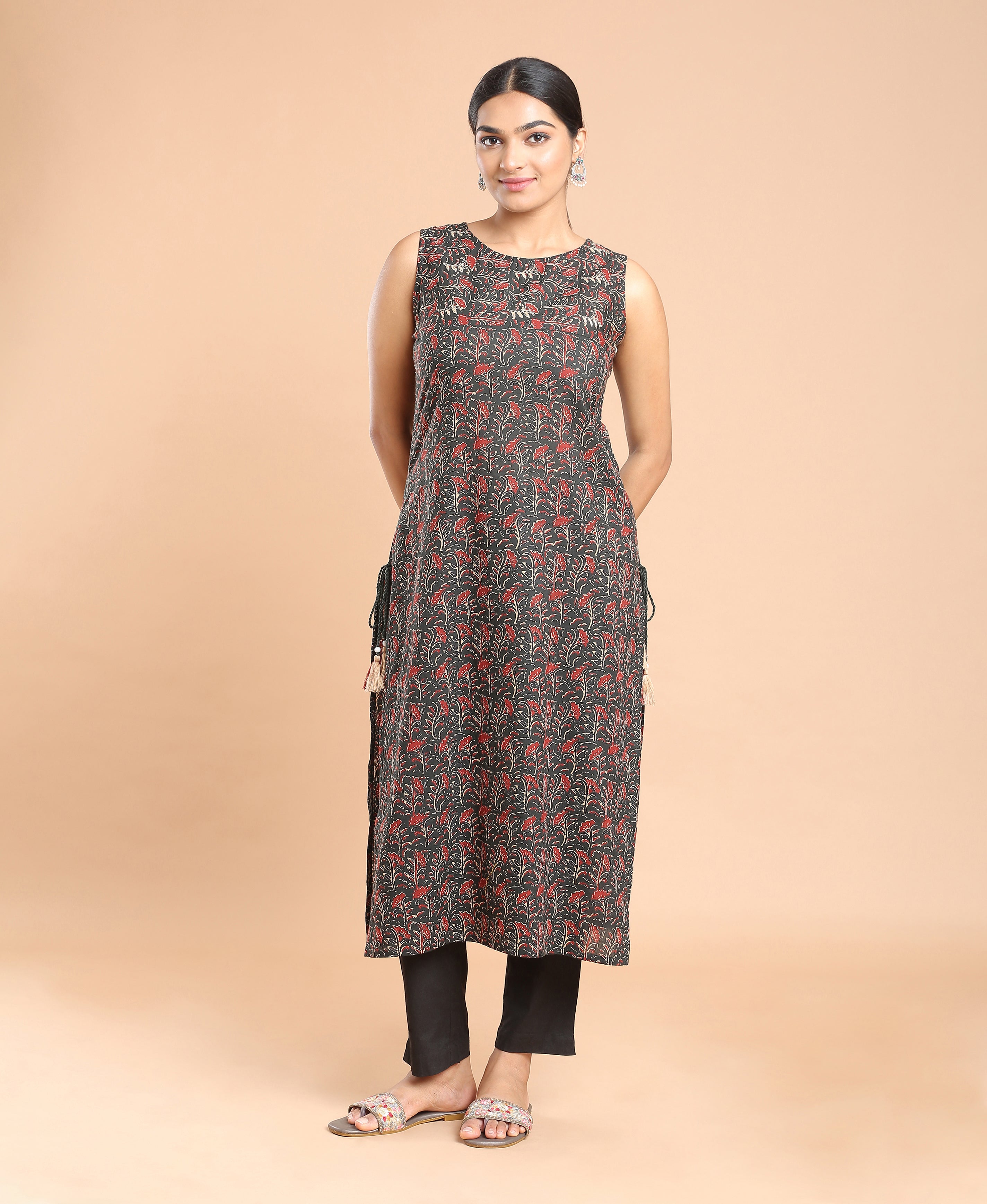 Midnight Bloom Cotton Kurti