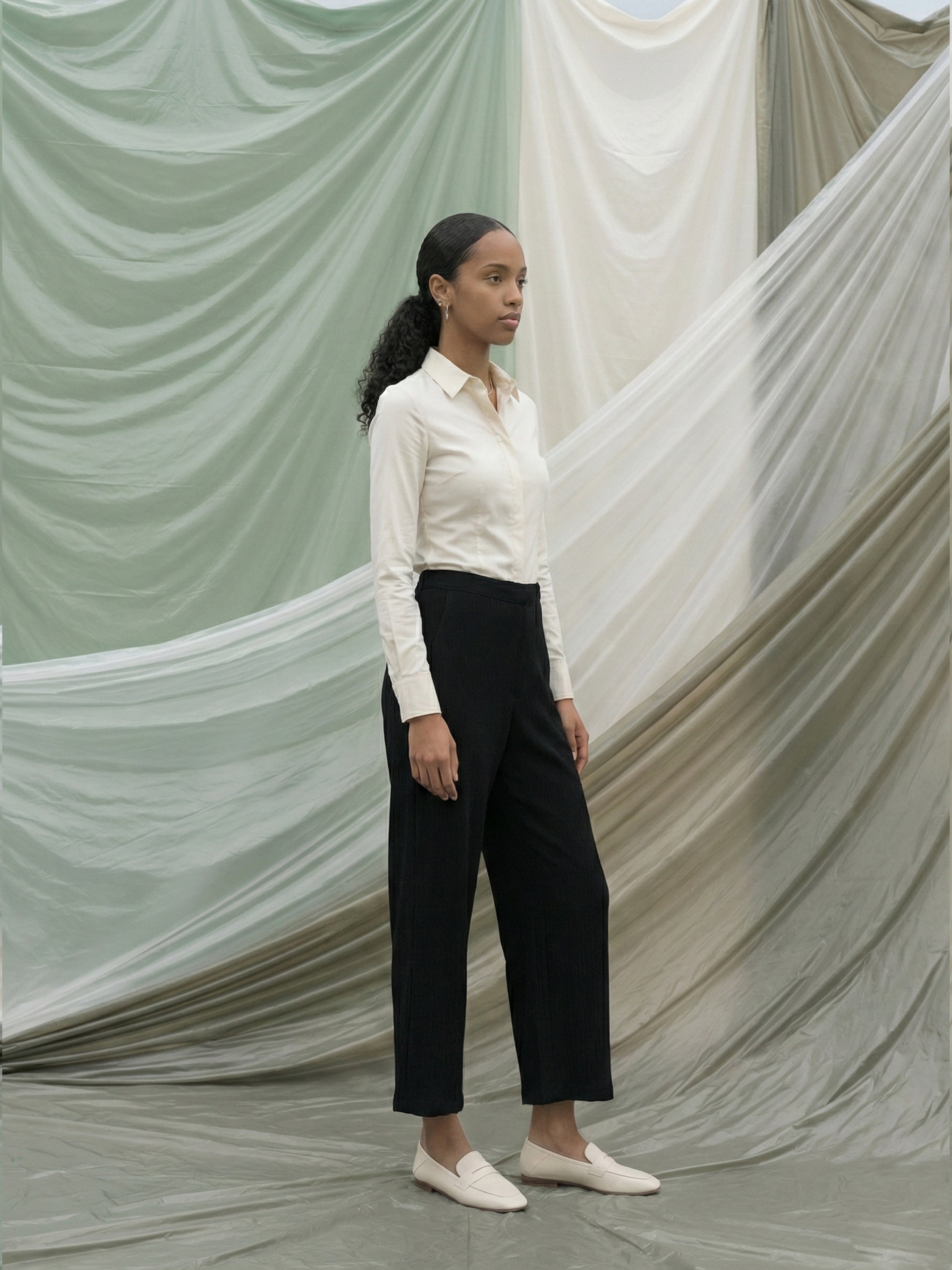 Black Rayon Crepe Flared Women’s Bottom