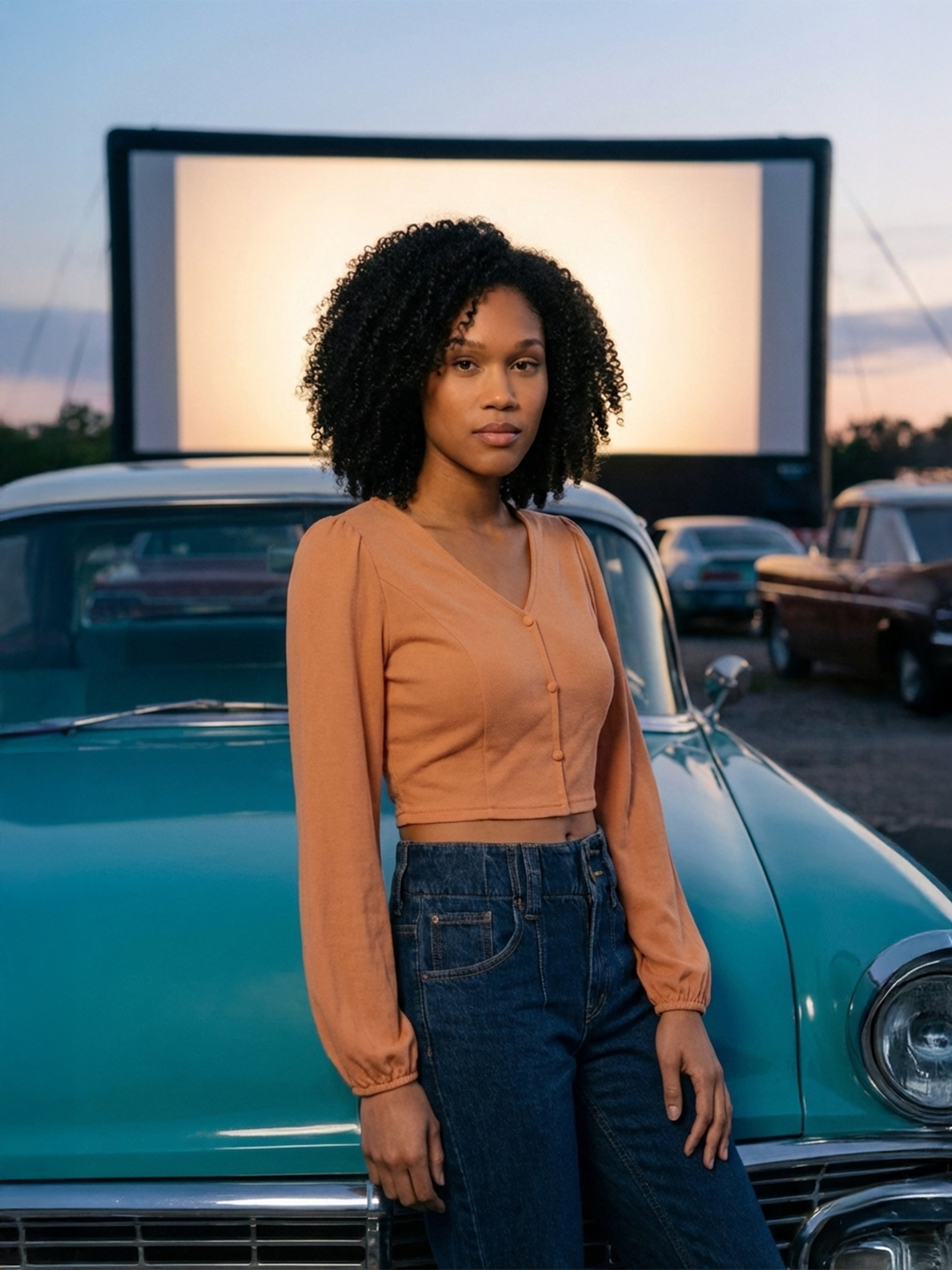 Women's Apricot Valentino Crop Top with V-Neck