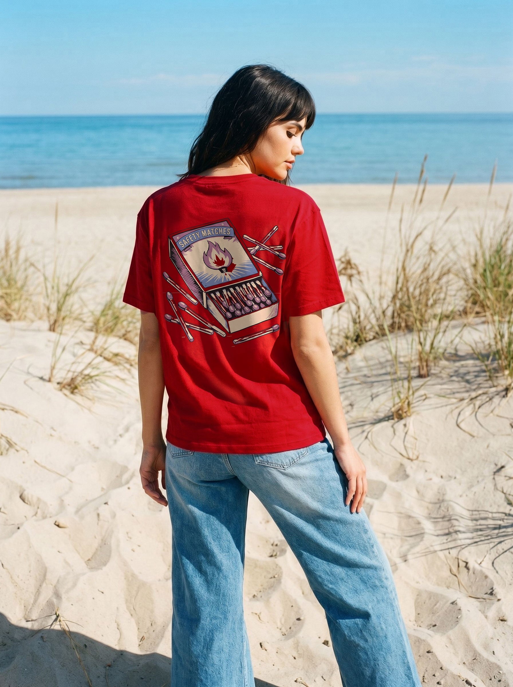 Women's Cotton Red Oversized Fit  T Shirt