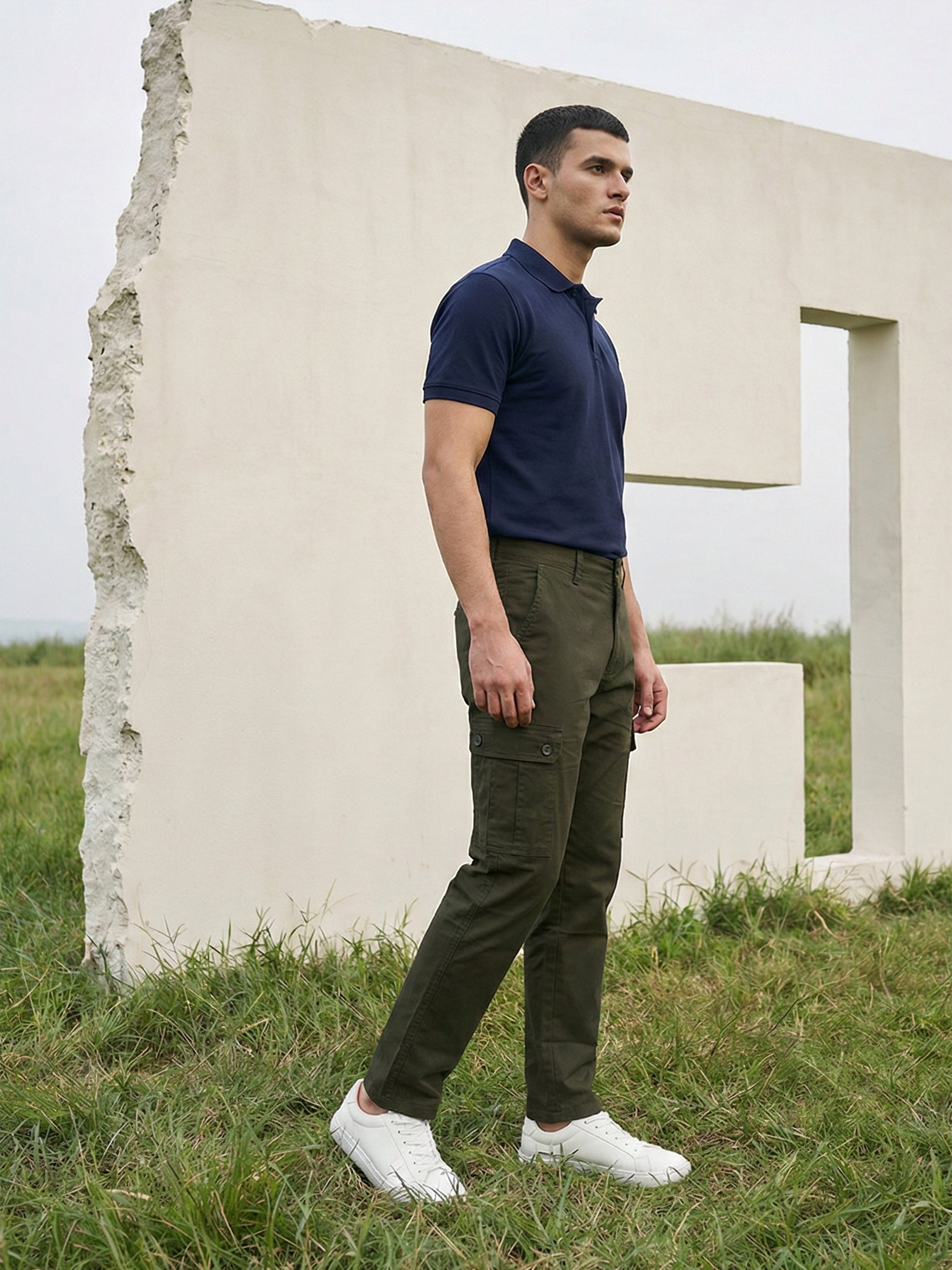 Olive Spandex  Cargos For Male