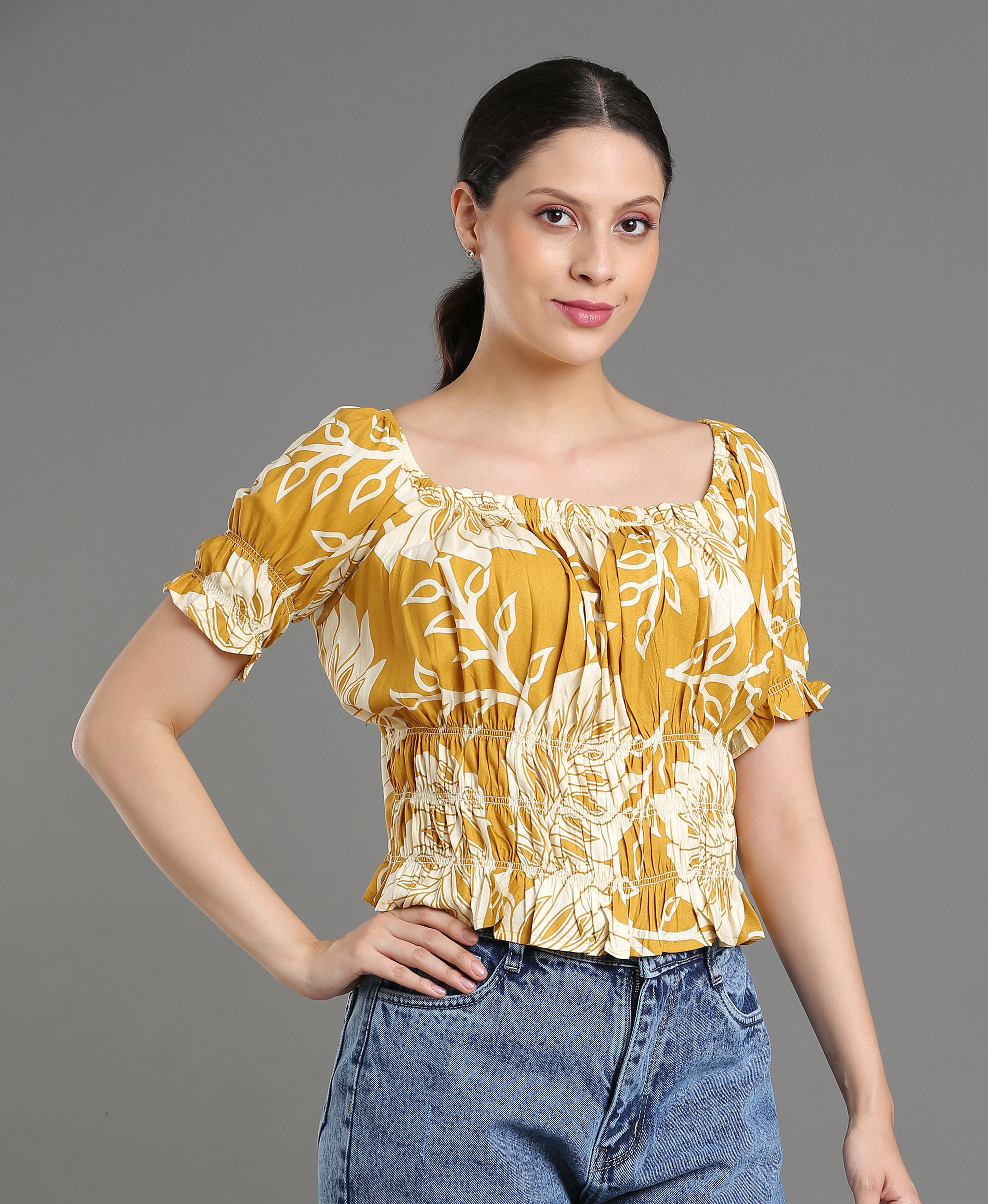 Sun Bloom Viscose Crop Top