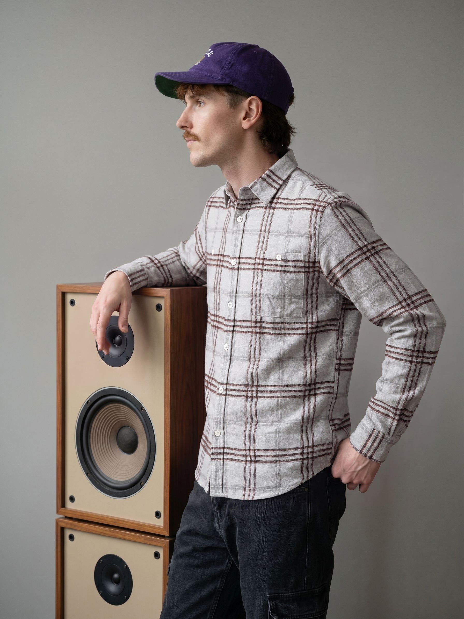 Men's Checks Grey Relaxed Fit Shirt