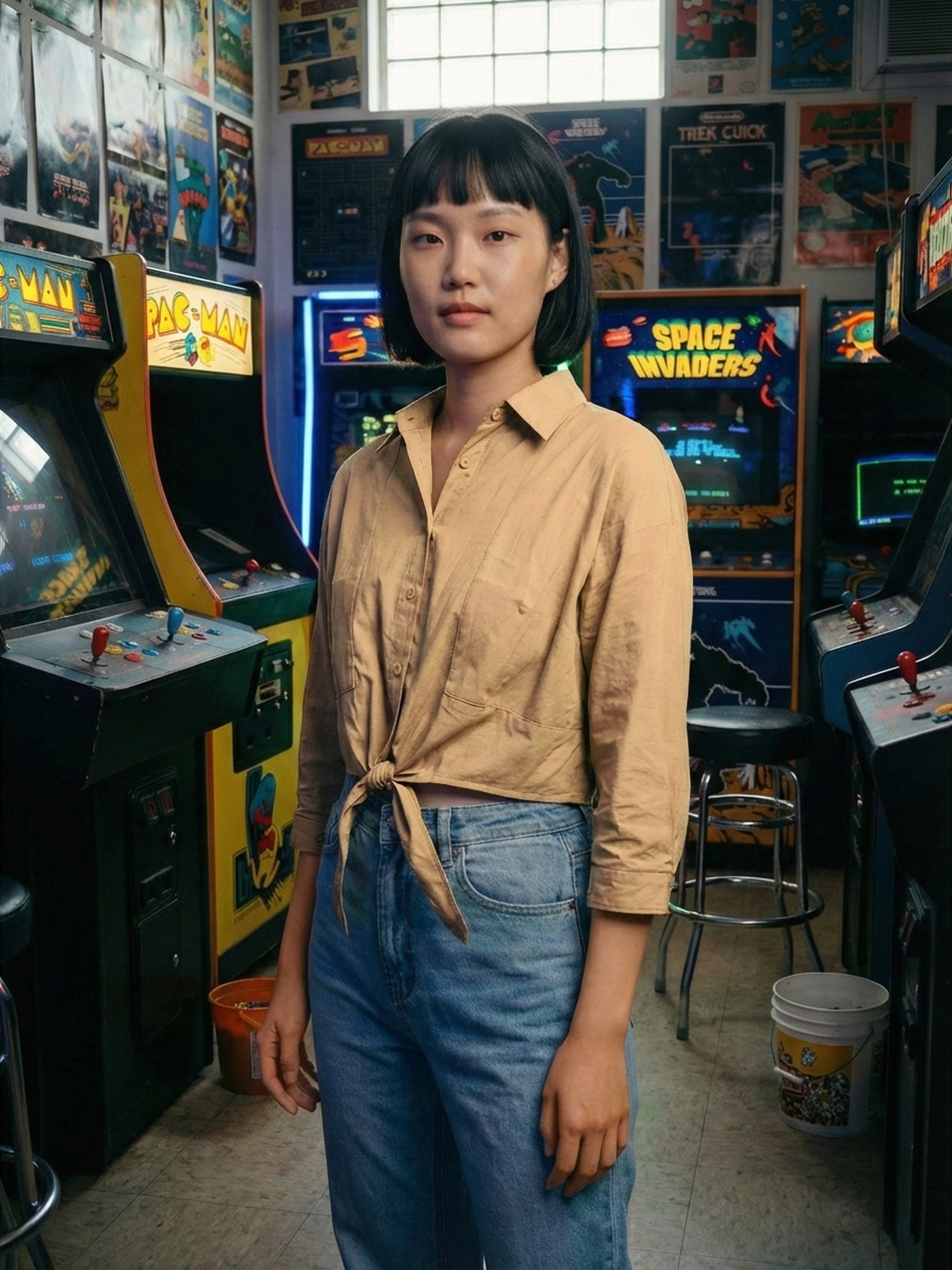 Women's Fawn Top with Collar Neck Neck