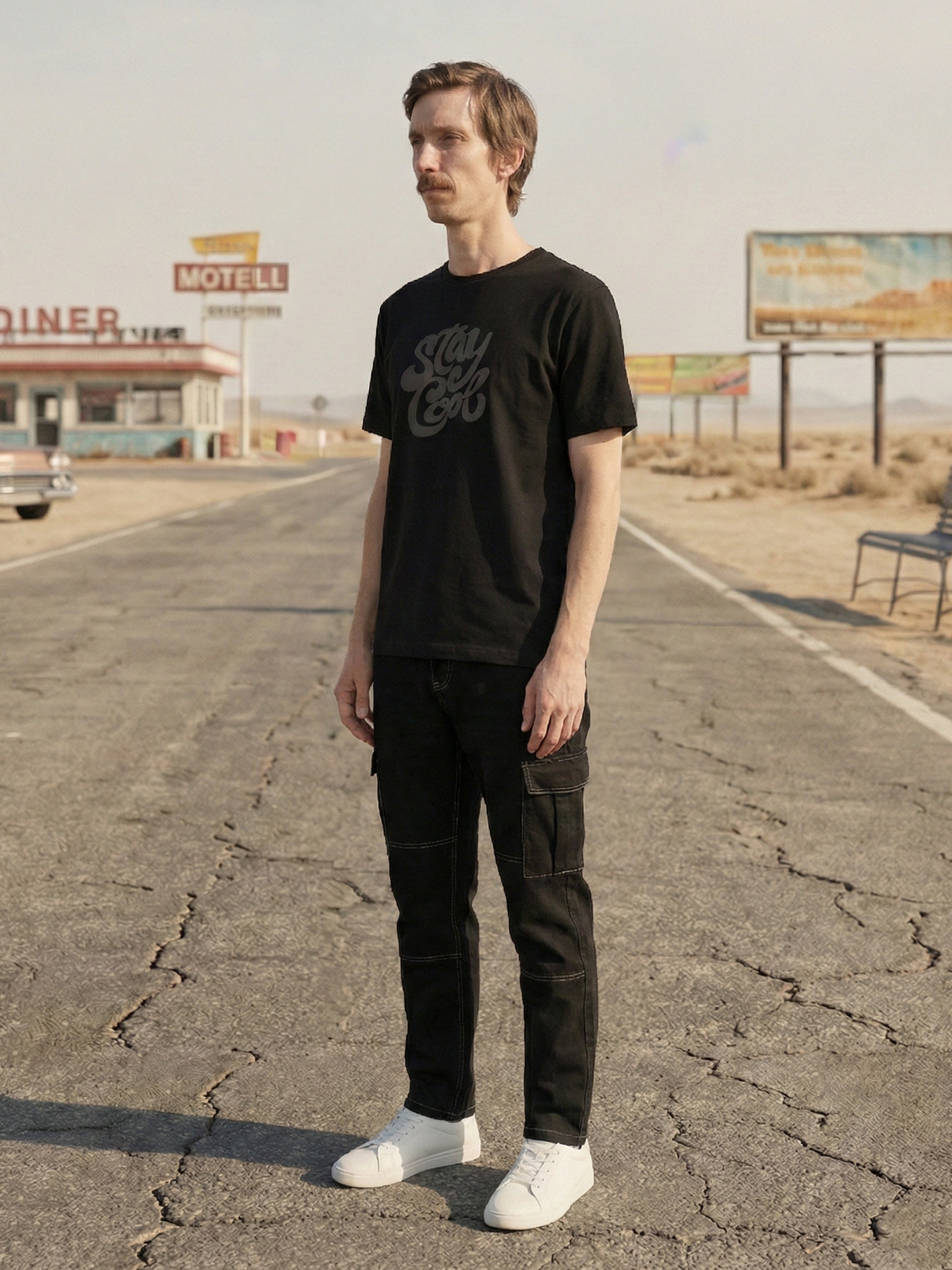 Black Cotton Jersy  Round Neck Half Sleeve T Shirt For Male