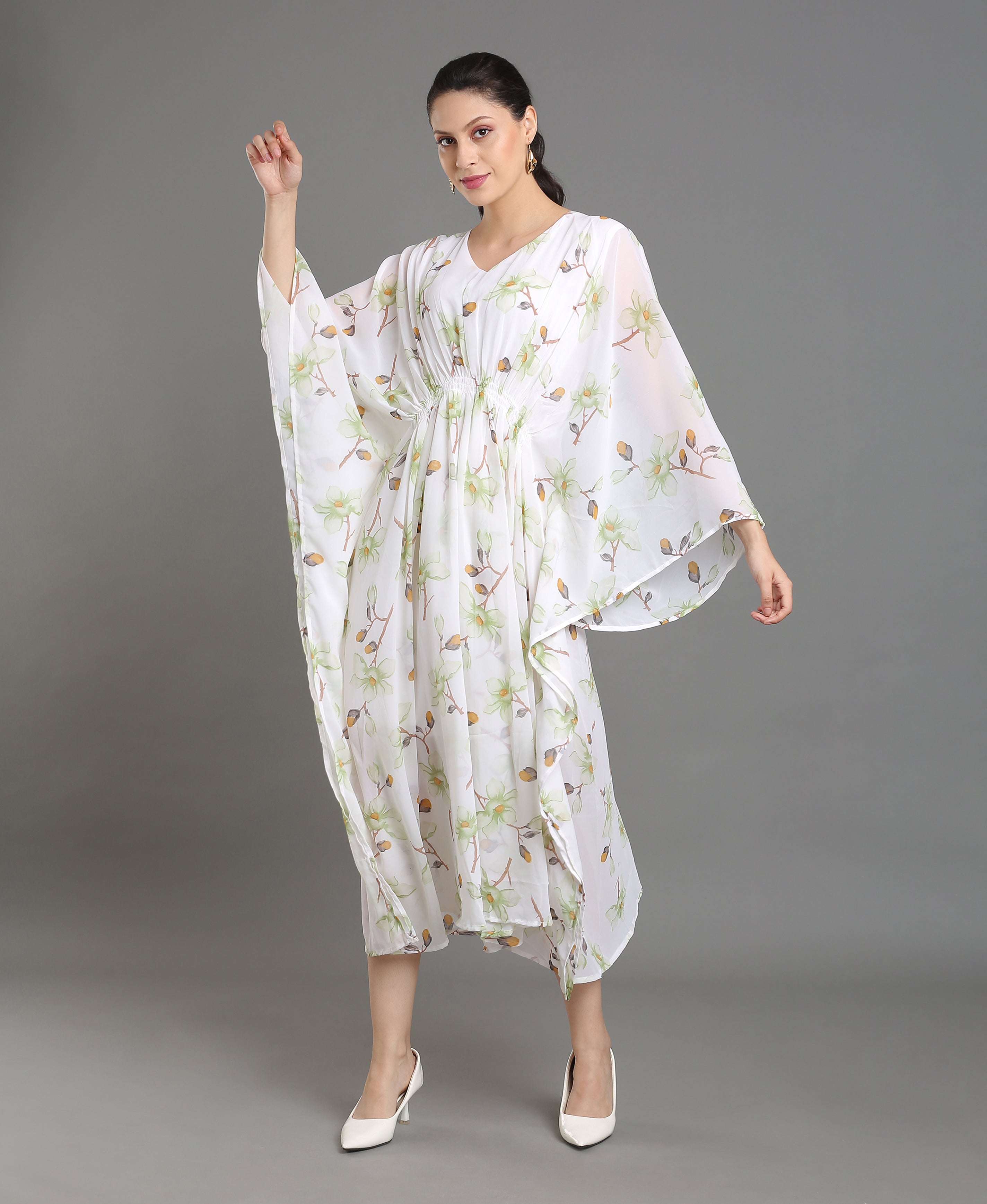 Rose Bloom Kaftan Dress