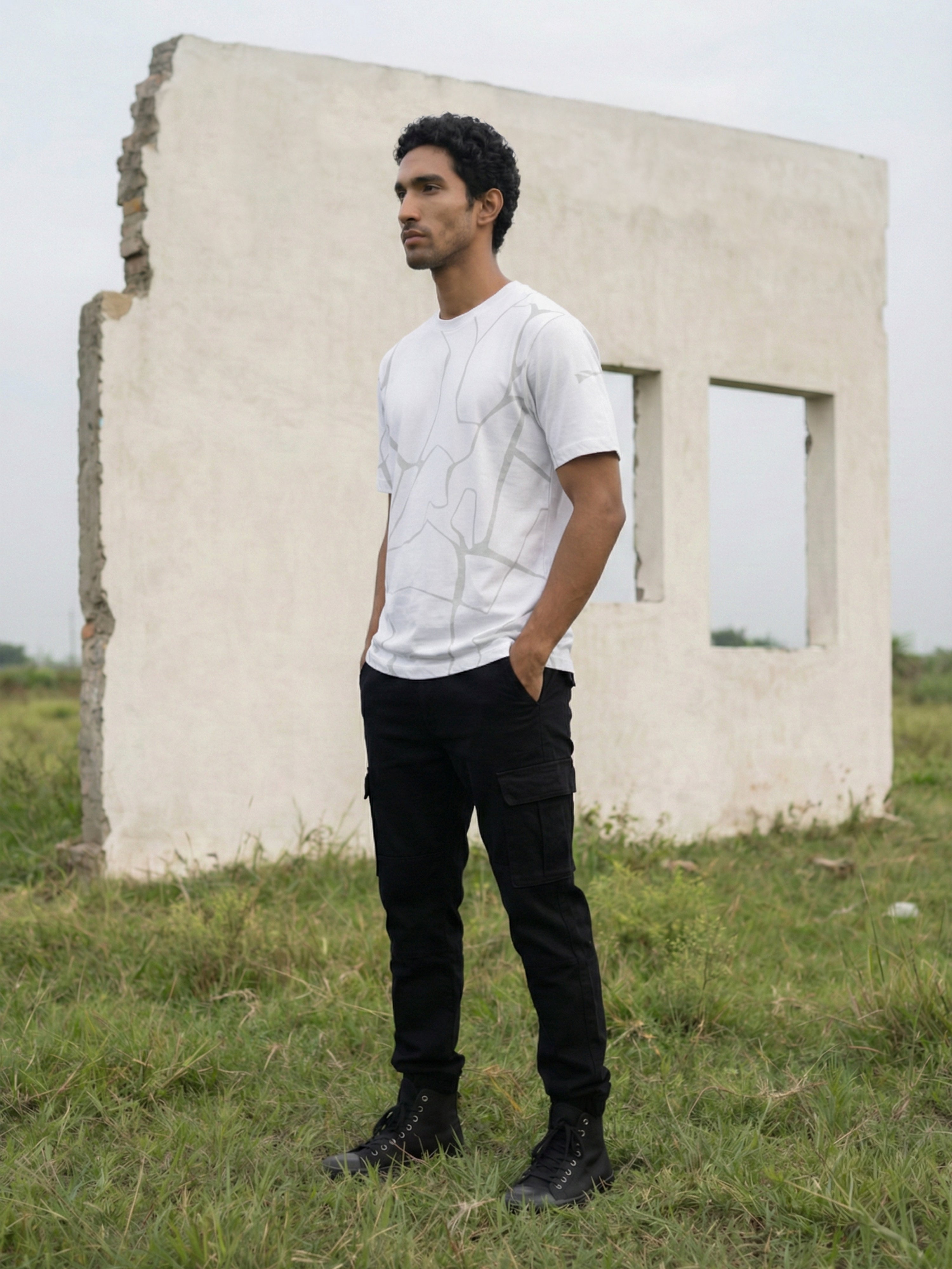 Bright White Single Jersey Round Neck Half T Shirt For Male