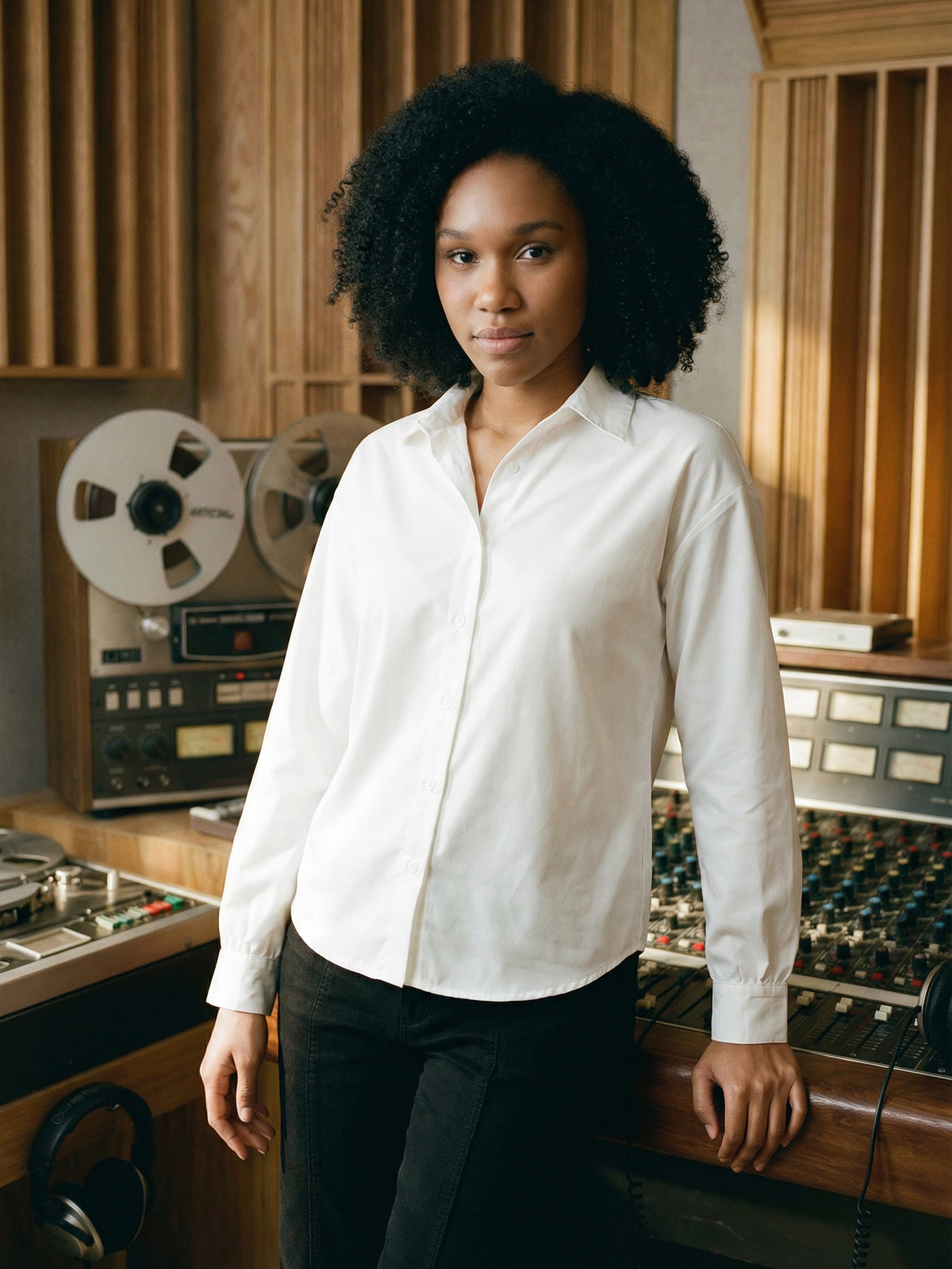 Women's White Rolex Cotton Shirt with Regular Collar Neck