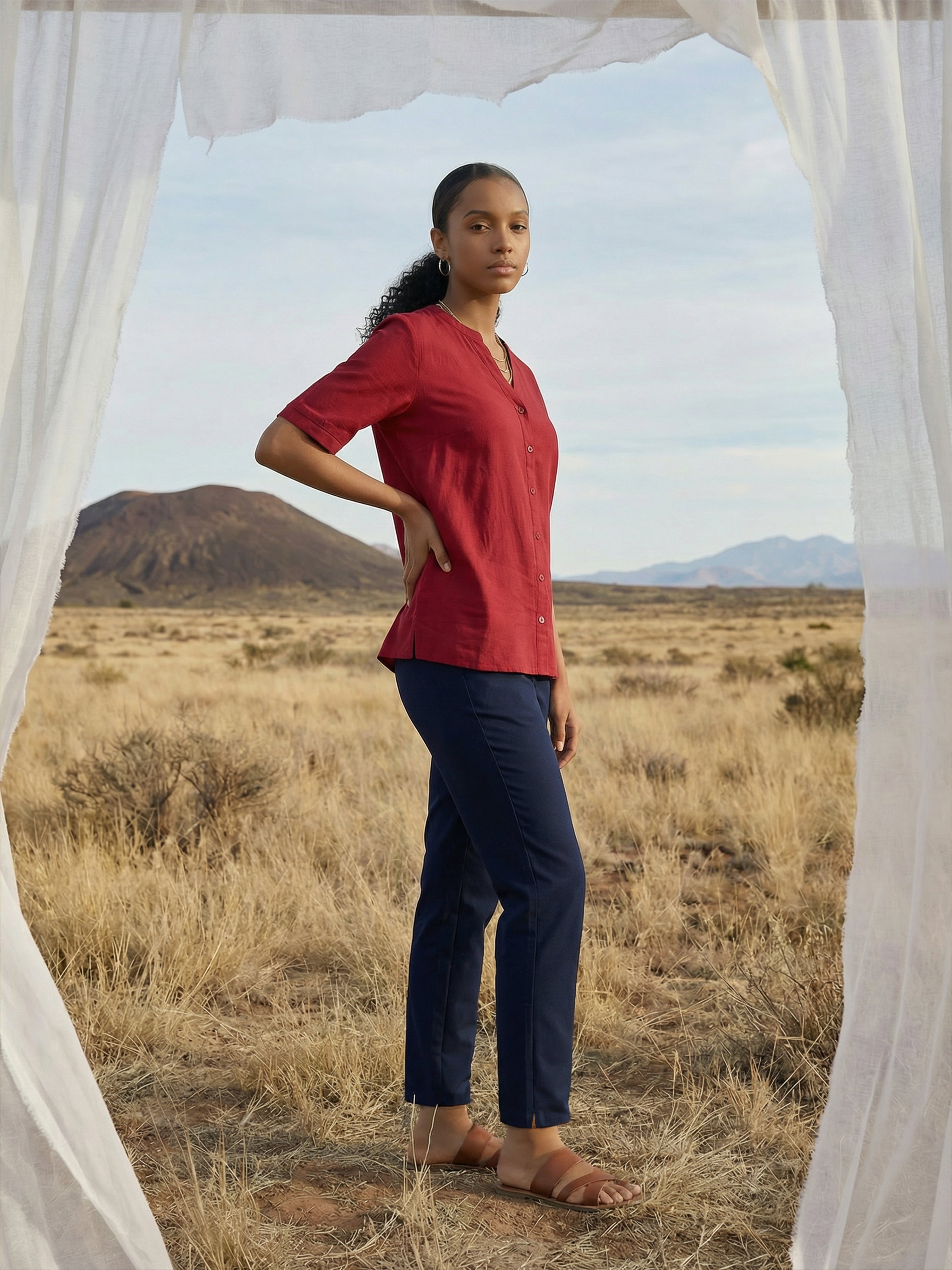 Navy Rayon Modal Pencil Fit Women’s Bottom