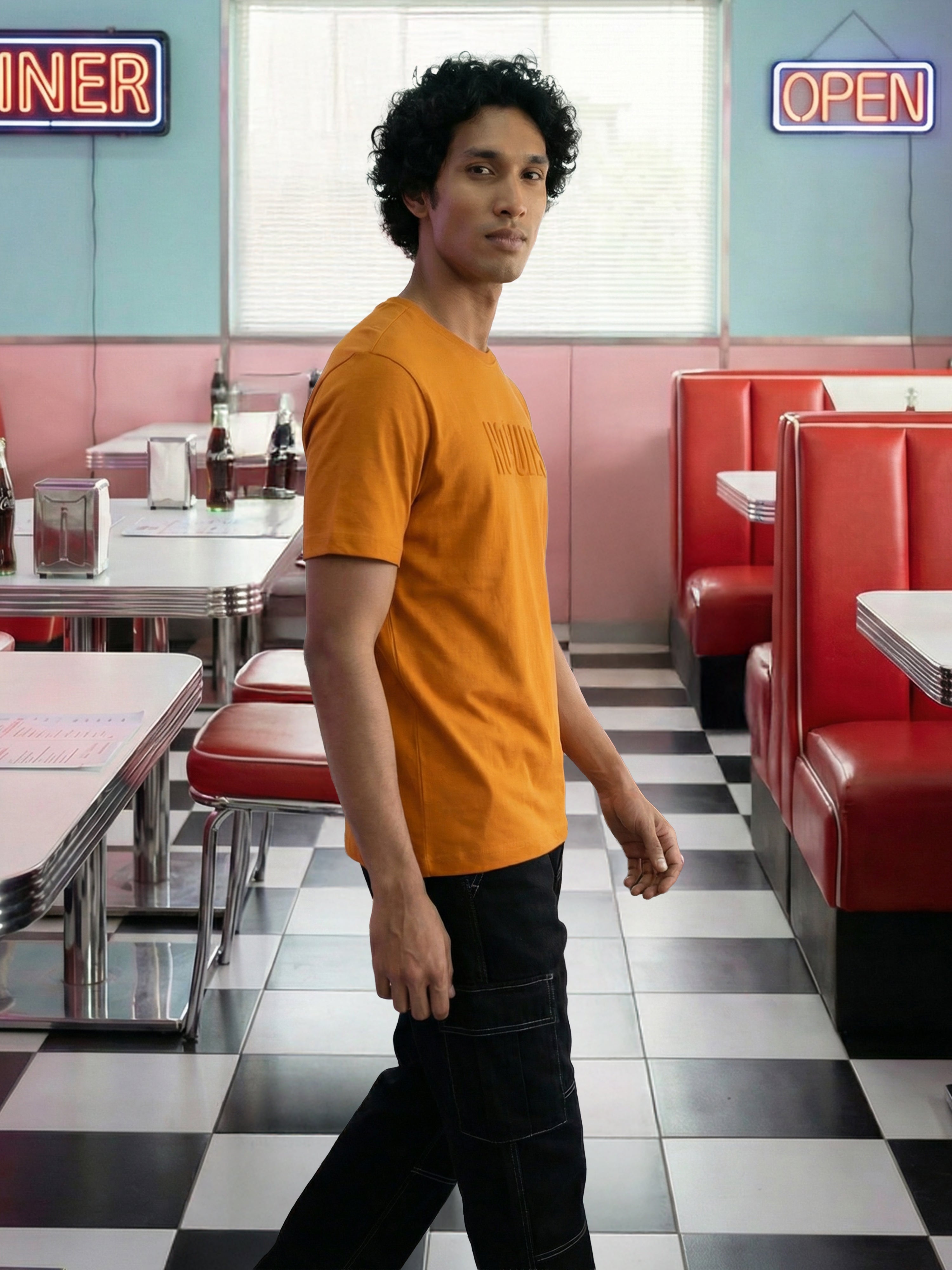 Mustarad Cotton Jersy  Round Neck Half Sleeve T Shirt For Male